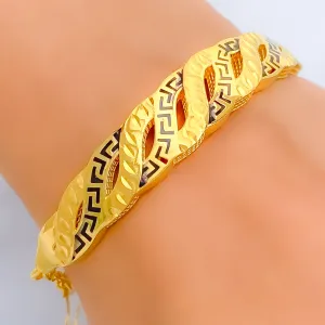 Captivating Alternating Curve 21K Gold Flexi Bangle Bracelet