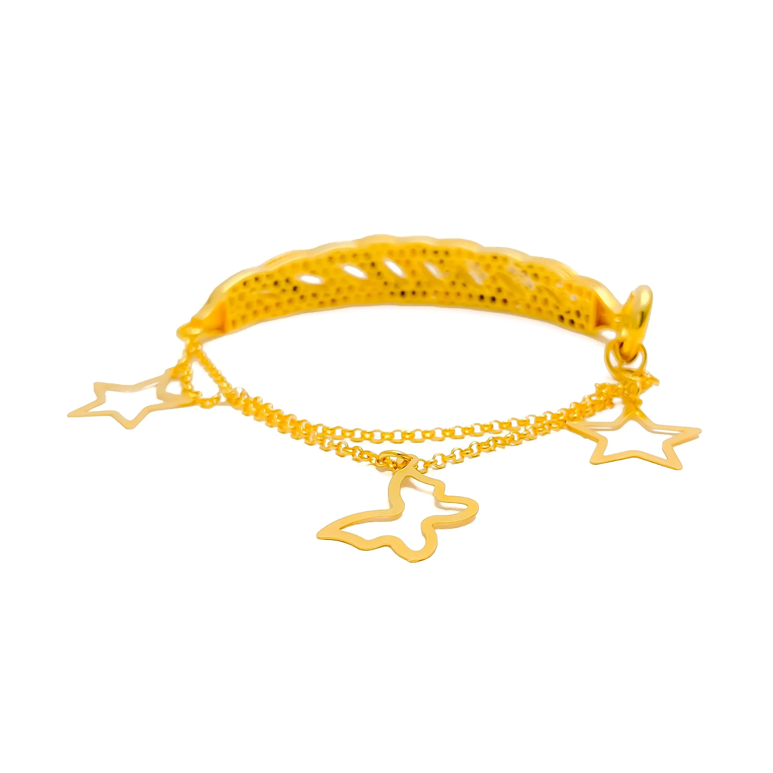 Captivating Alternating Curve 21K Gold Flexi Bangle Bracelet