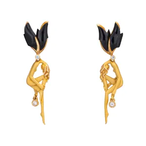 Carrera y Carrera Fairy Earrings Estate Diamond Drops Wings Onyx Jewelry