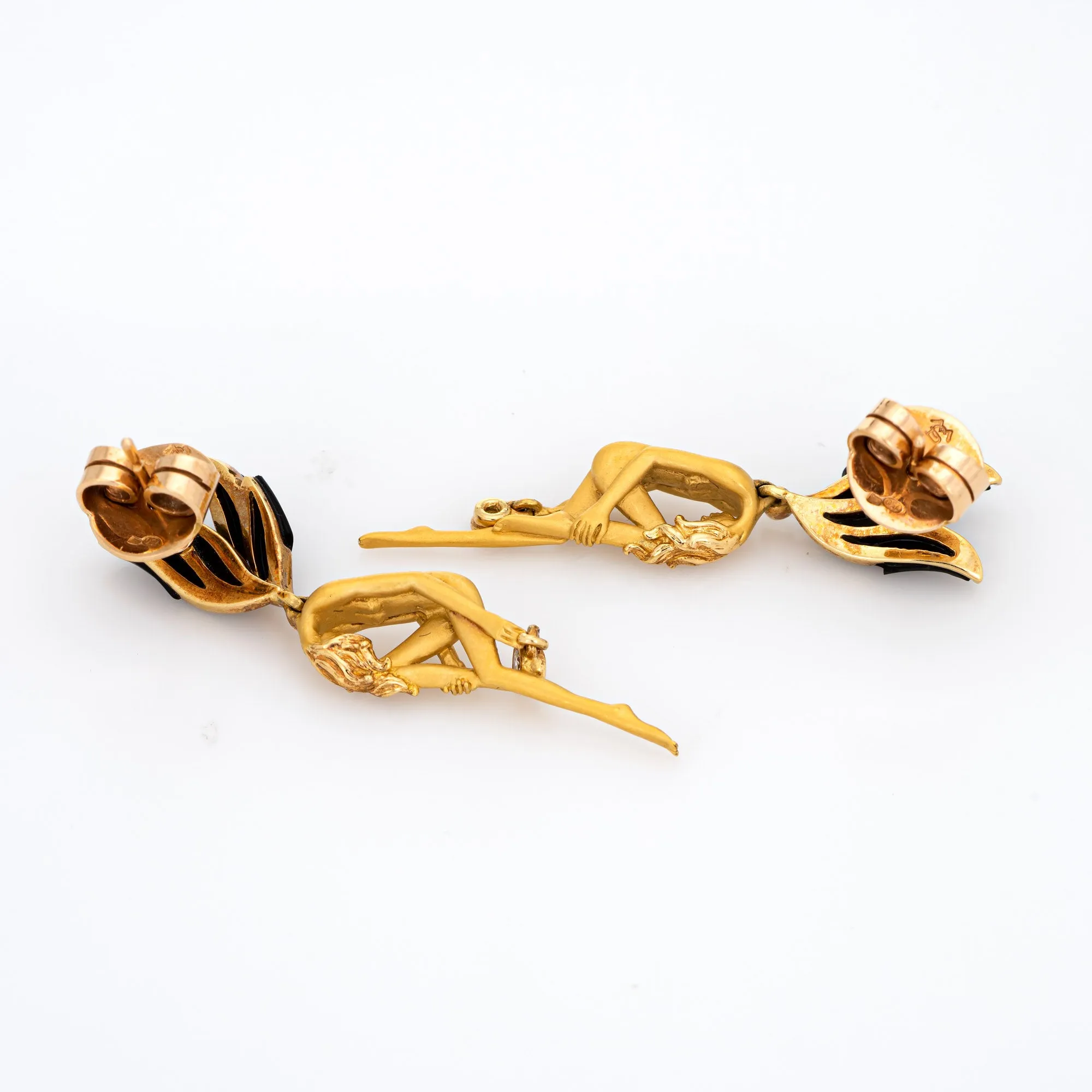 Carrera y Carrera Fairy Earrings Estate Diamond Drops Wings Onyx Jewelry