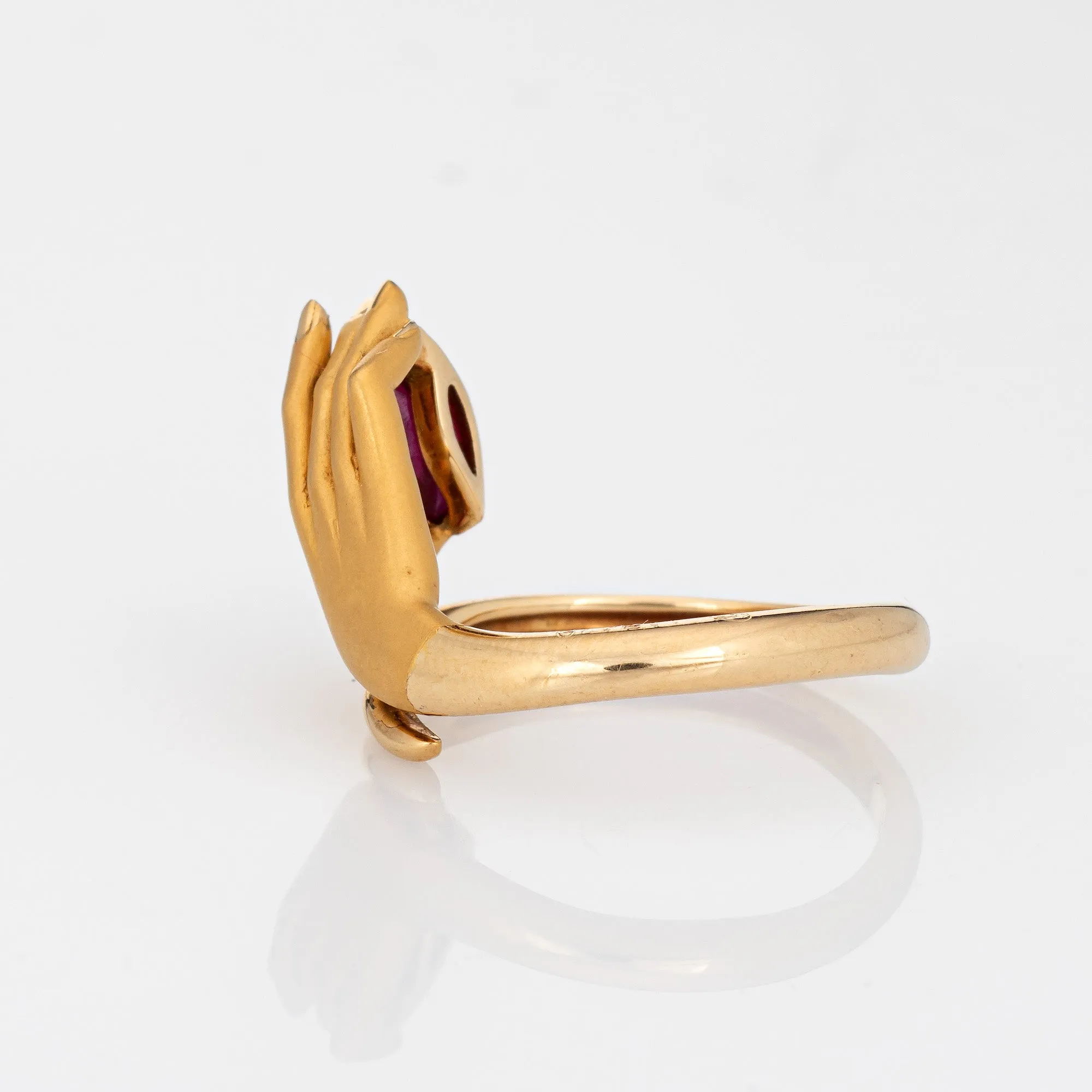 Carrera y Carrera Ruby Hand Ring Estate 18k Yellow Gold Sz 5.5 Signed Jewelry