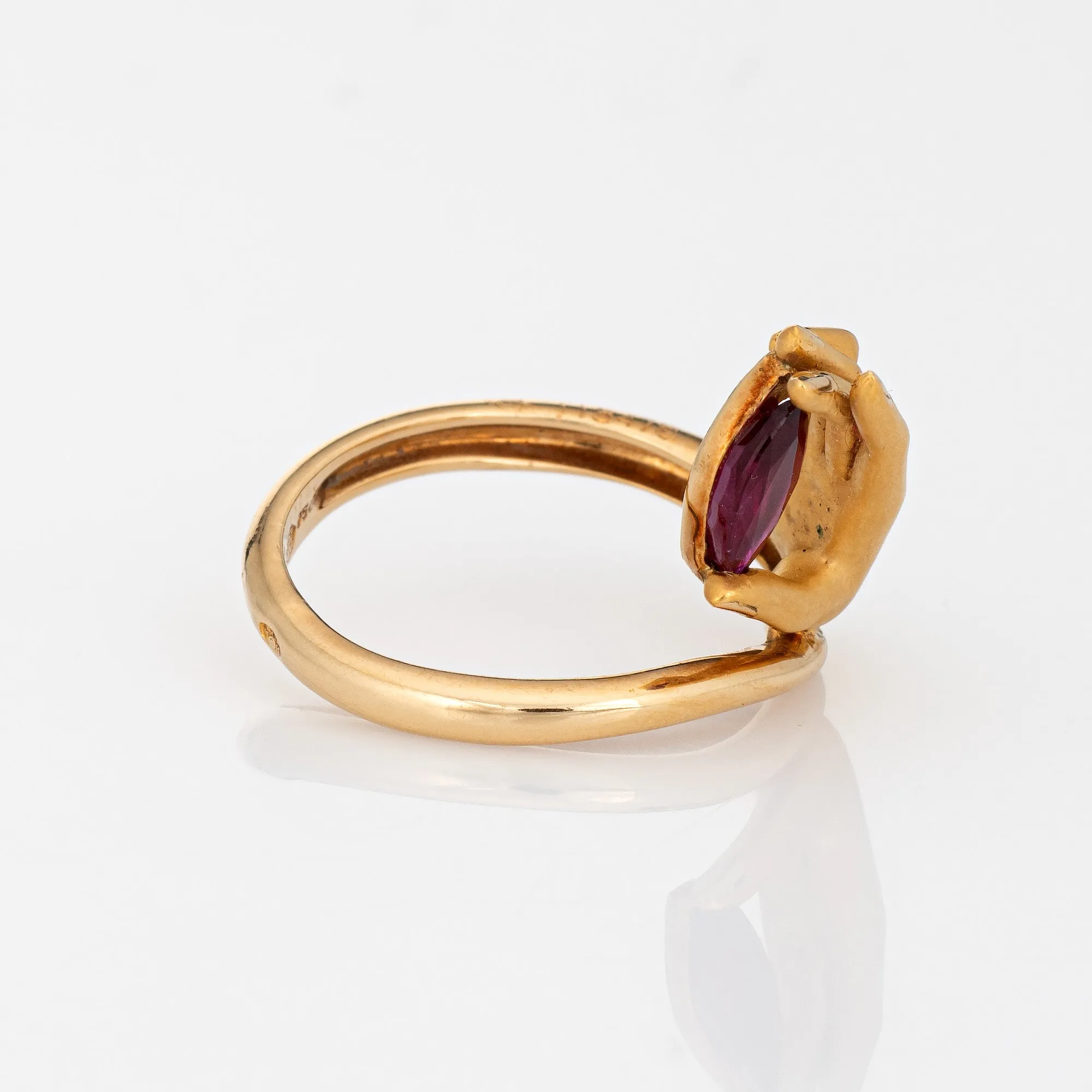 Carrera y Carrera Ruby Hand Ring Estate 18k Yellow Gold Sz 5.5 Signed Jewelry