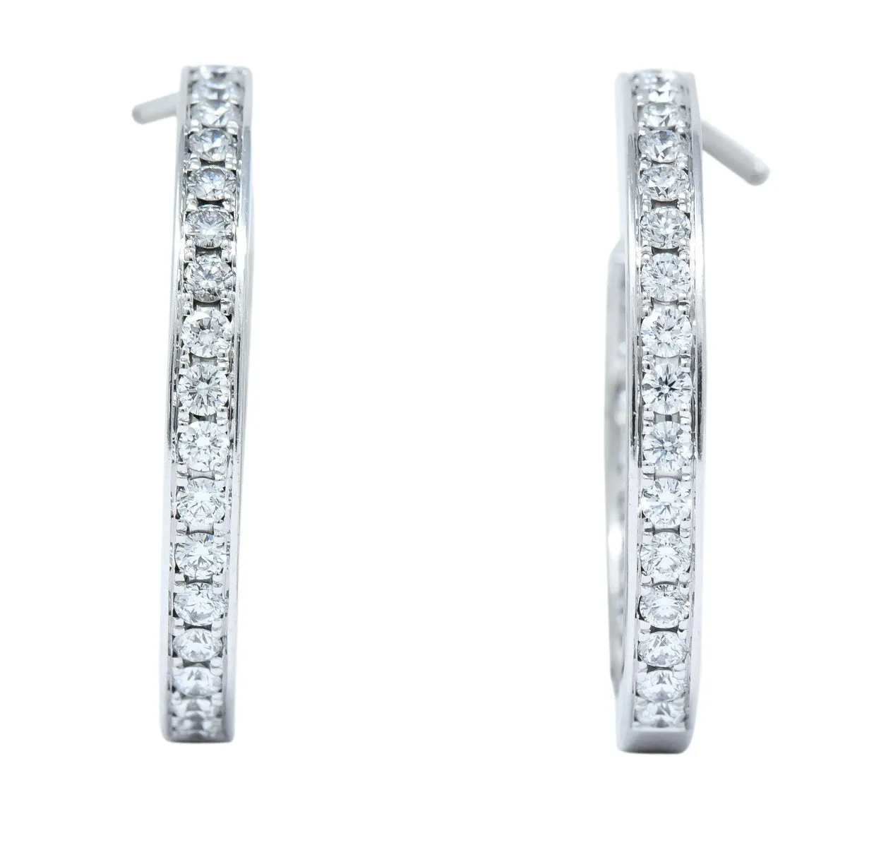 Cartier 1.80 CTW Diamond 18 Karat White Gold Contemporary In-Out Hoop Earrings