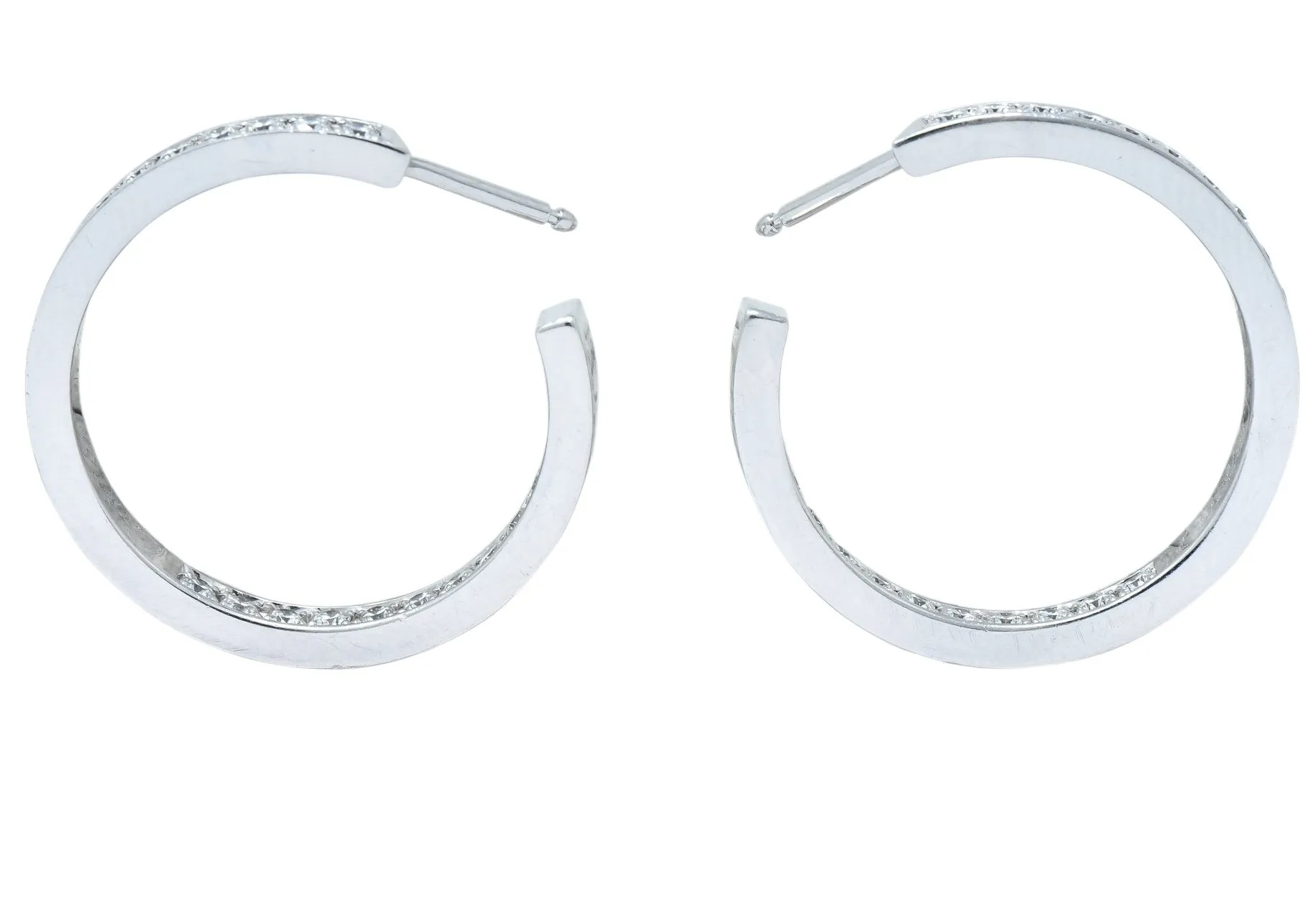 Cartier 1.80 CTW Diamond 18 Karat White Gold Contemporary In-Out Hoop Earrings