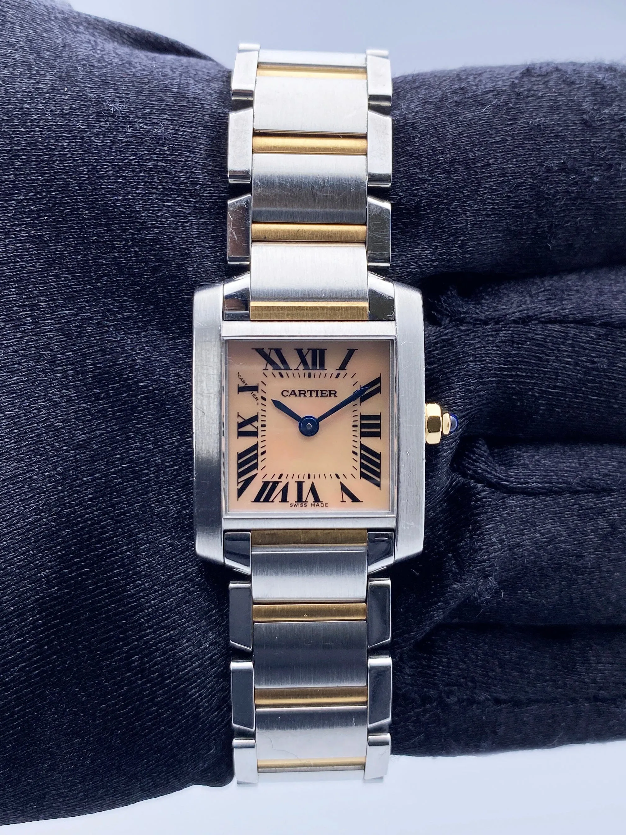 Cartier Tank Francaise W51027Q4 MOP Two-Tone Rose Gold Ladies Watch Box Papers