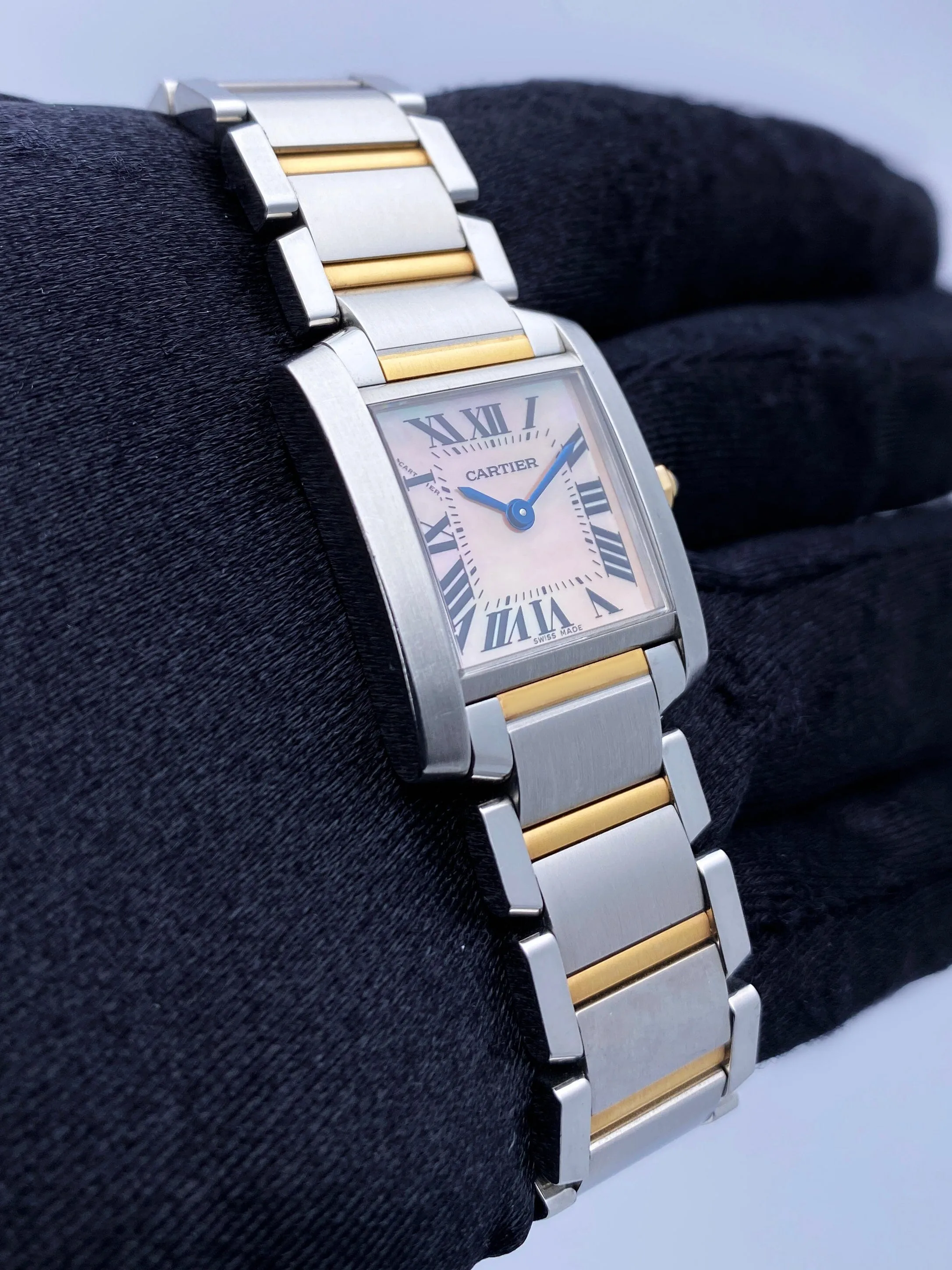 Cartier Tank Francaise W51027Q4 MOP Two-Tone Rose Gold Ladies Watch Box Papers
