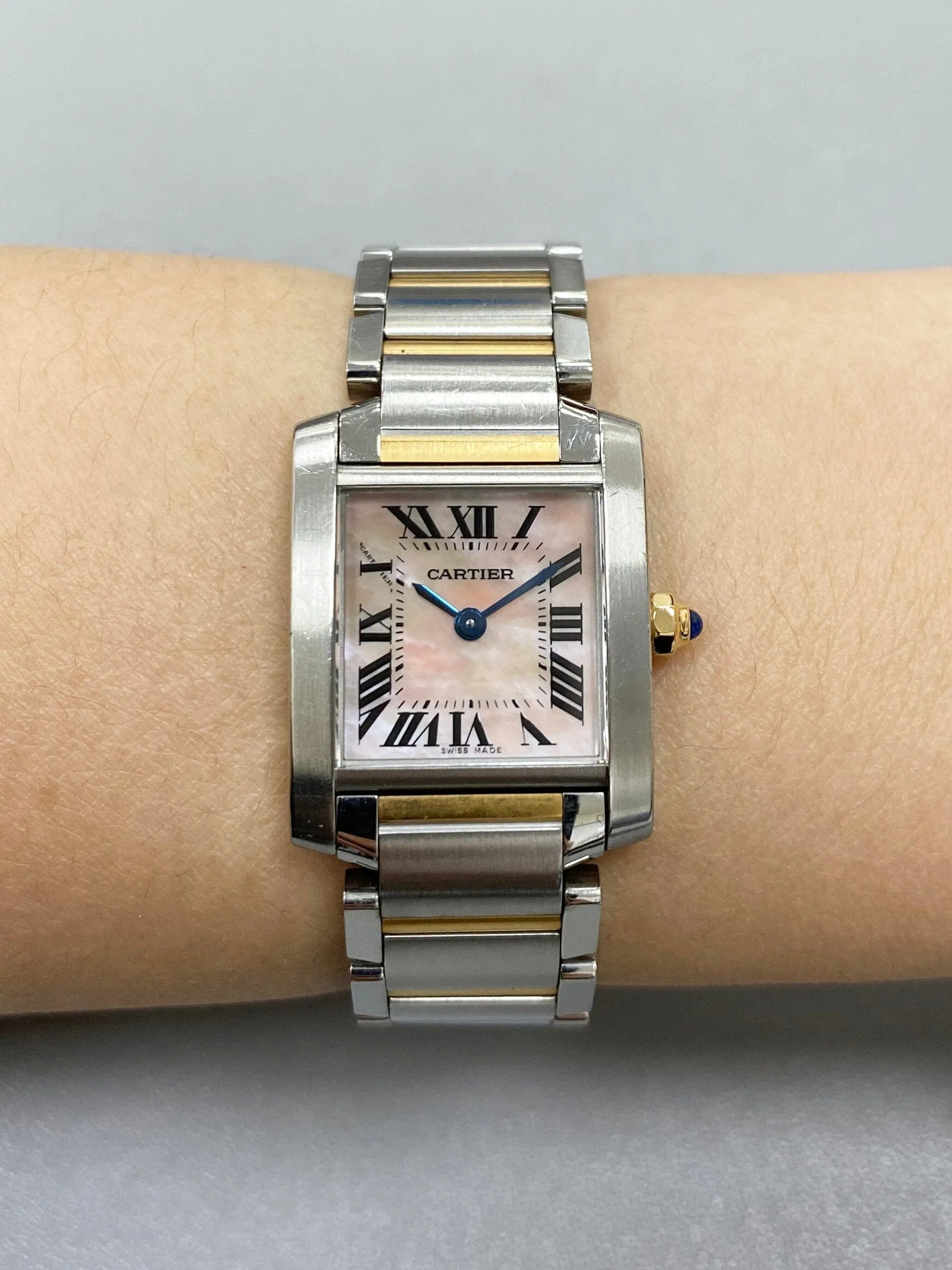 Cartier Tank Francaise W51027Q4 MOP Two-Tone Rose Gold Ladies Watch Box Papers