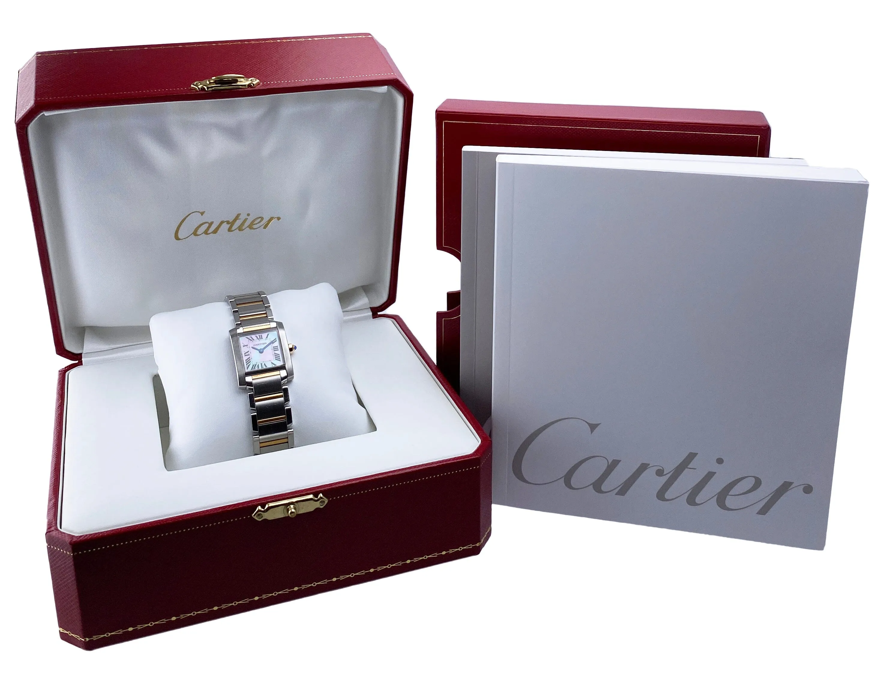 Cartier Tank Francaise W51027Q4 MOP Two-Tone Rose Gold Ladies Watch Box Papers