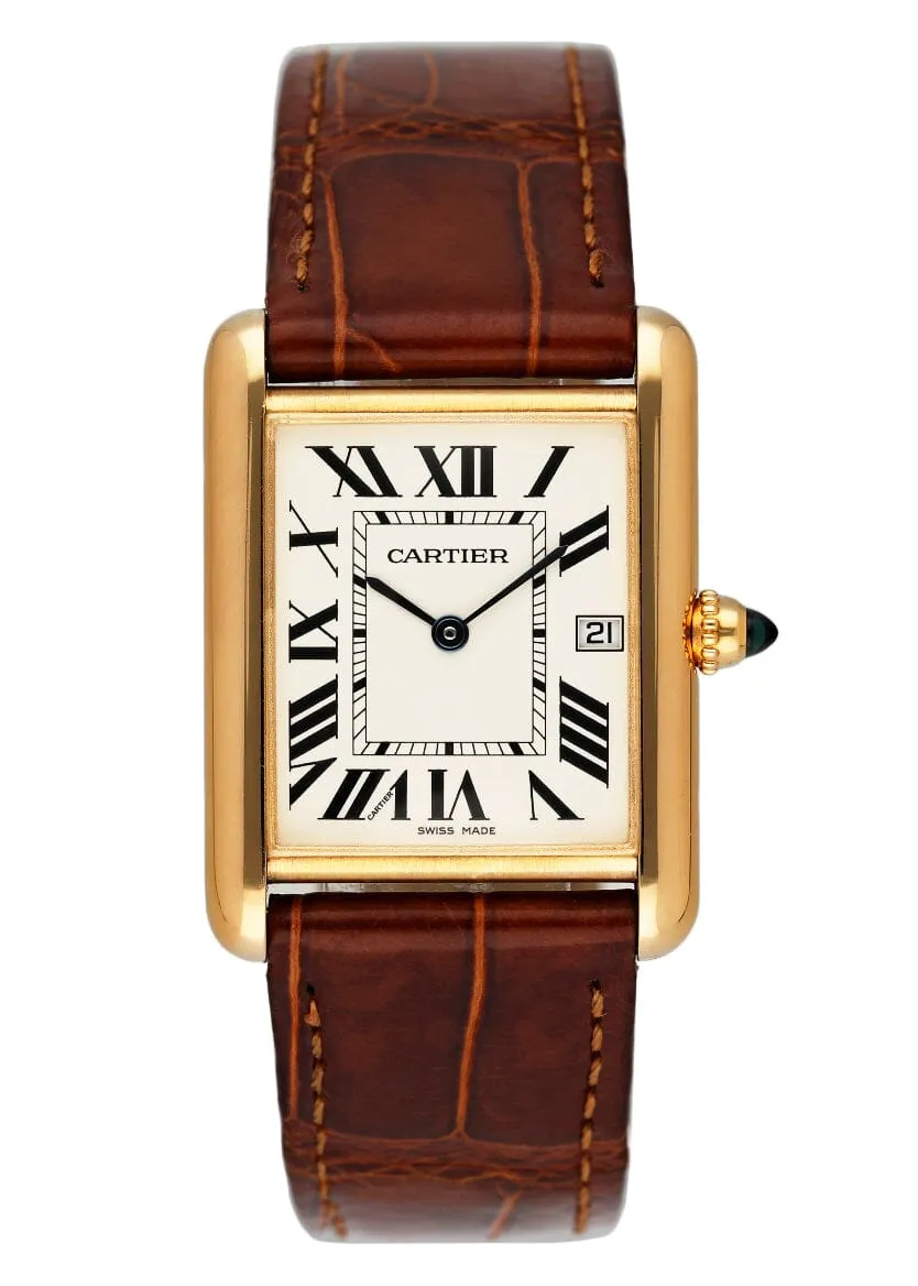 Cartier Tank Louis W1529756 18K Yellow Gold Mens Watch Box Papers