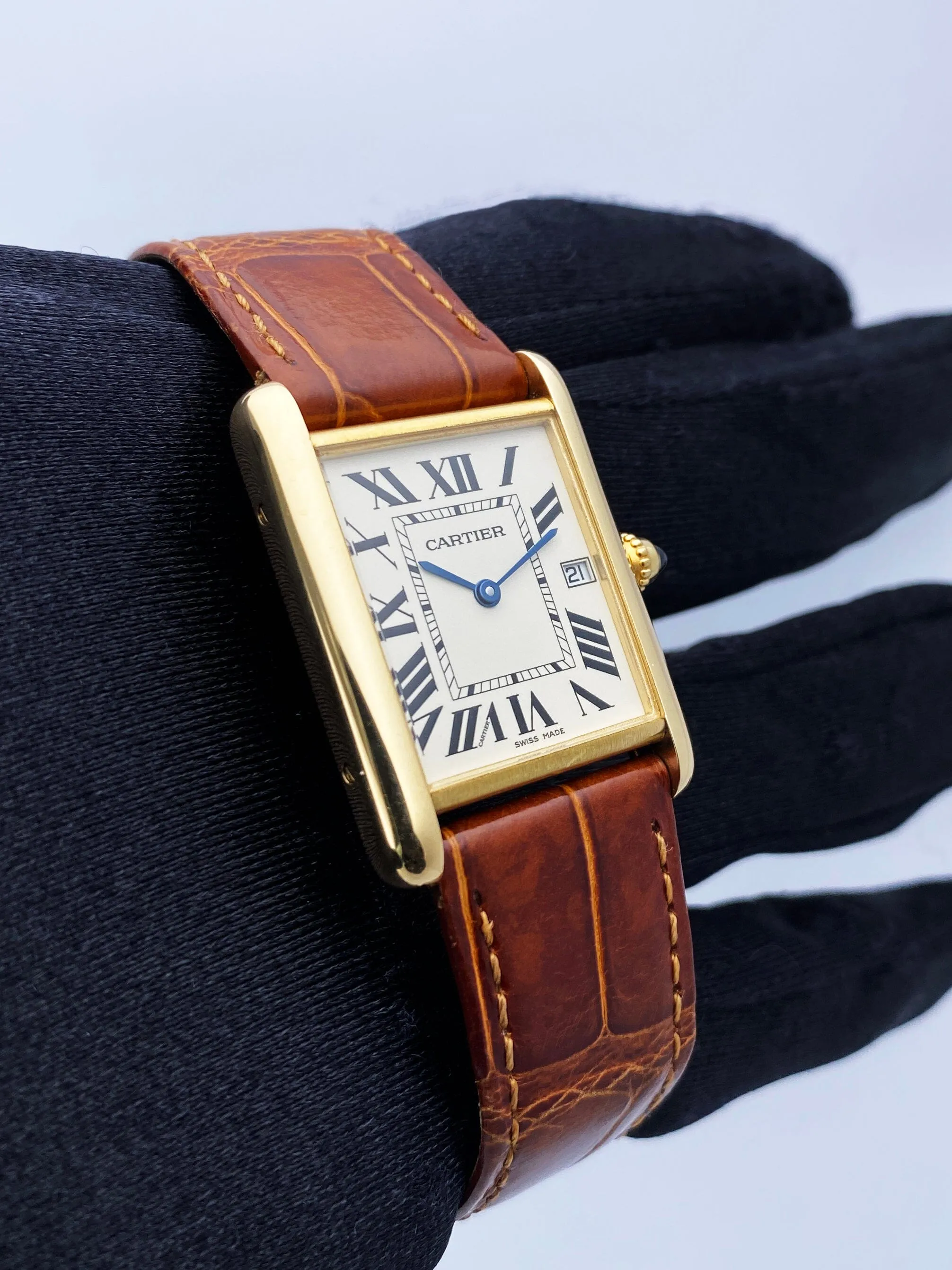 Cartier Tank Louis W1529756 18K Yellow Gold Mens Watch Box Papers