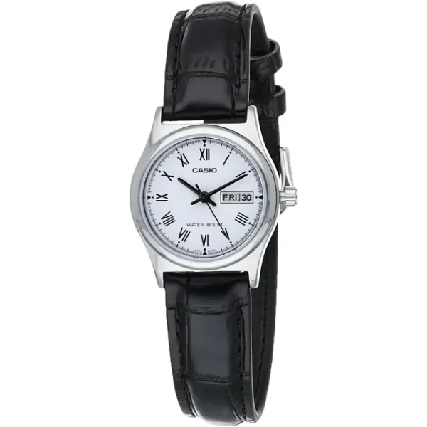 Casio Black Leather Strap Black Dial Quartz Watch for Ladies - LTP-V006L-7BUDF