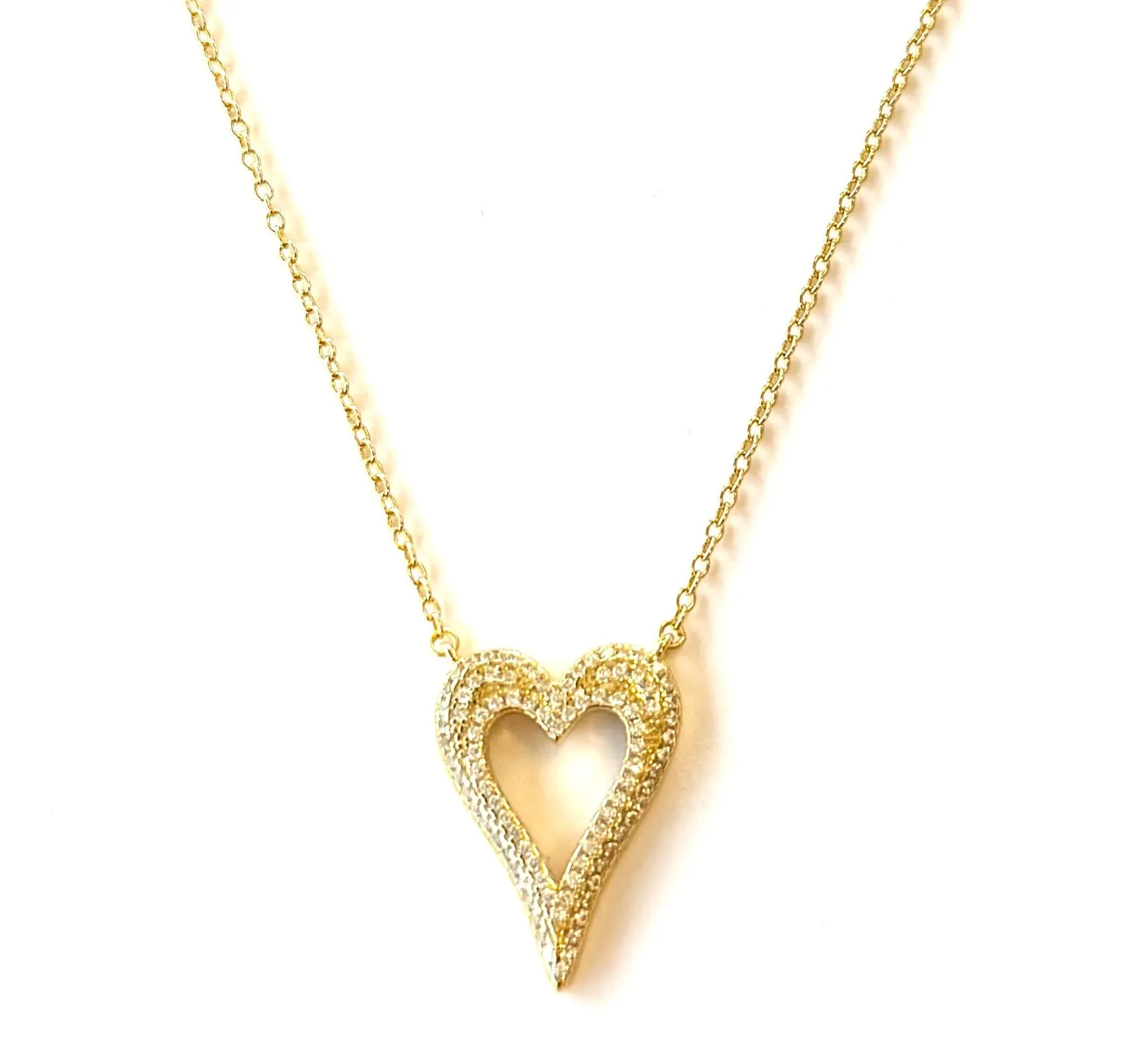 Cayla Medium Outlined CZ Filled Open Heart