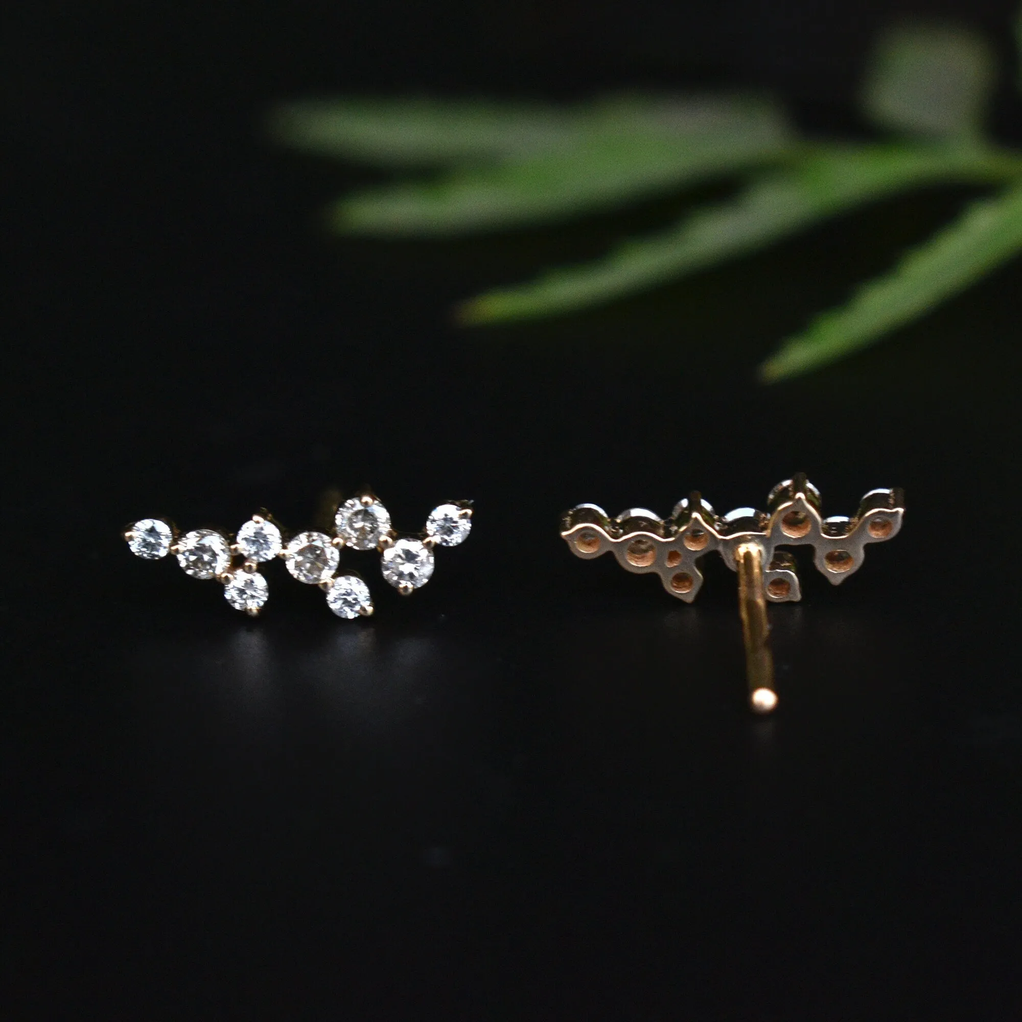Celestial Cluster Diamond Ear Climbers/Sweeps