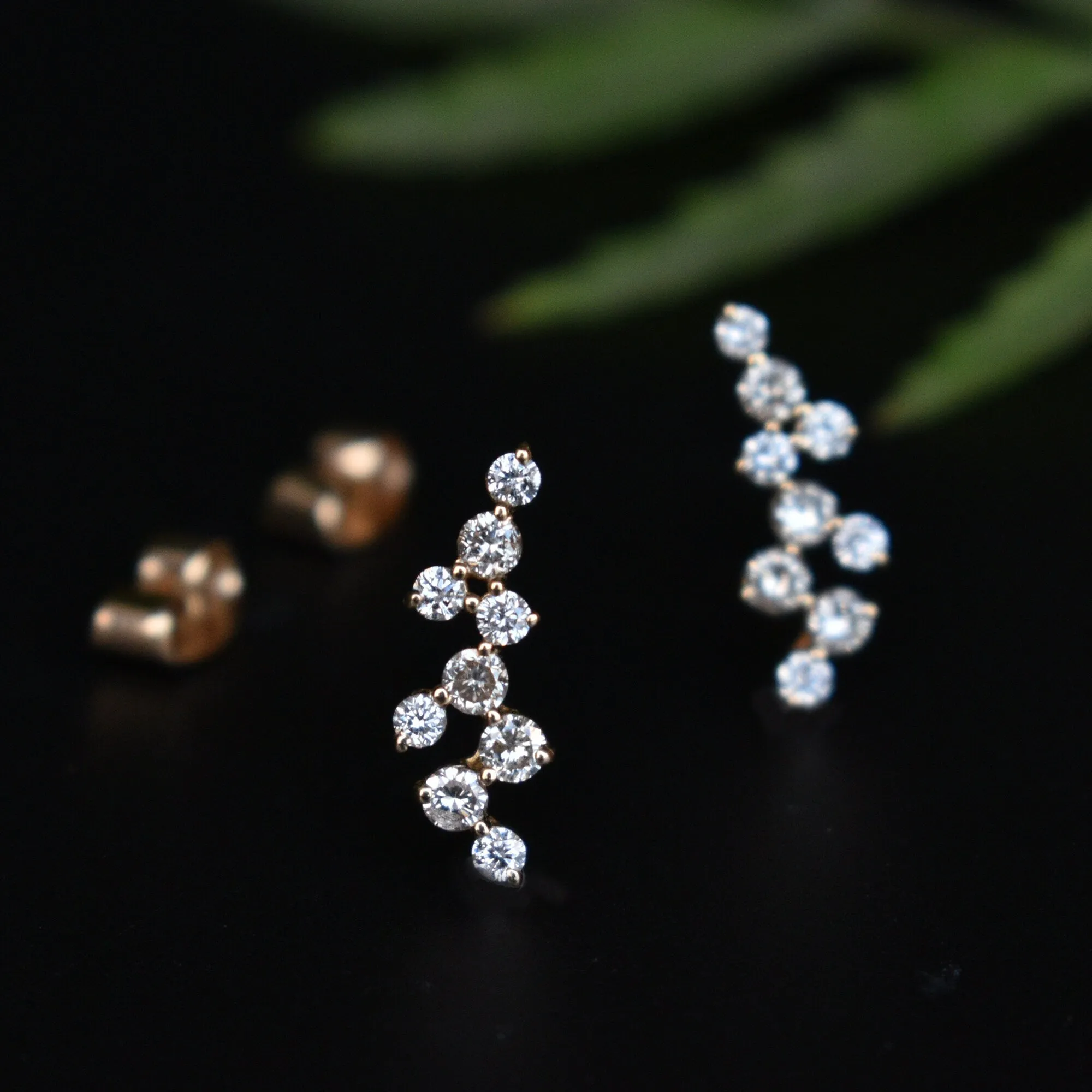 Celestial Cluster Diamond Ear Climbers/Sweeps