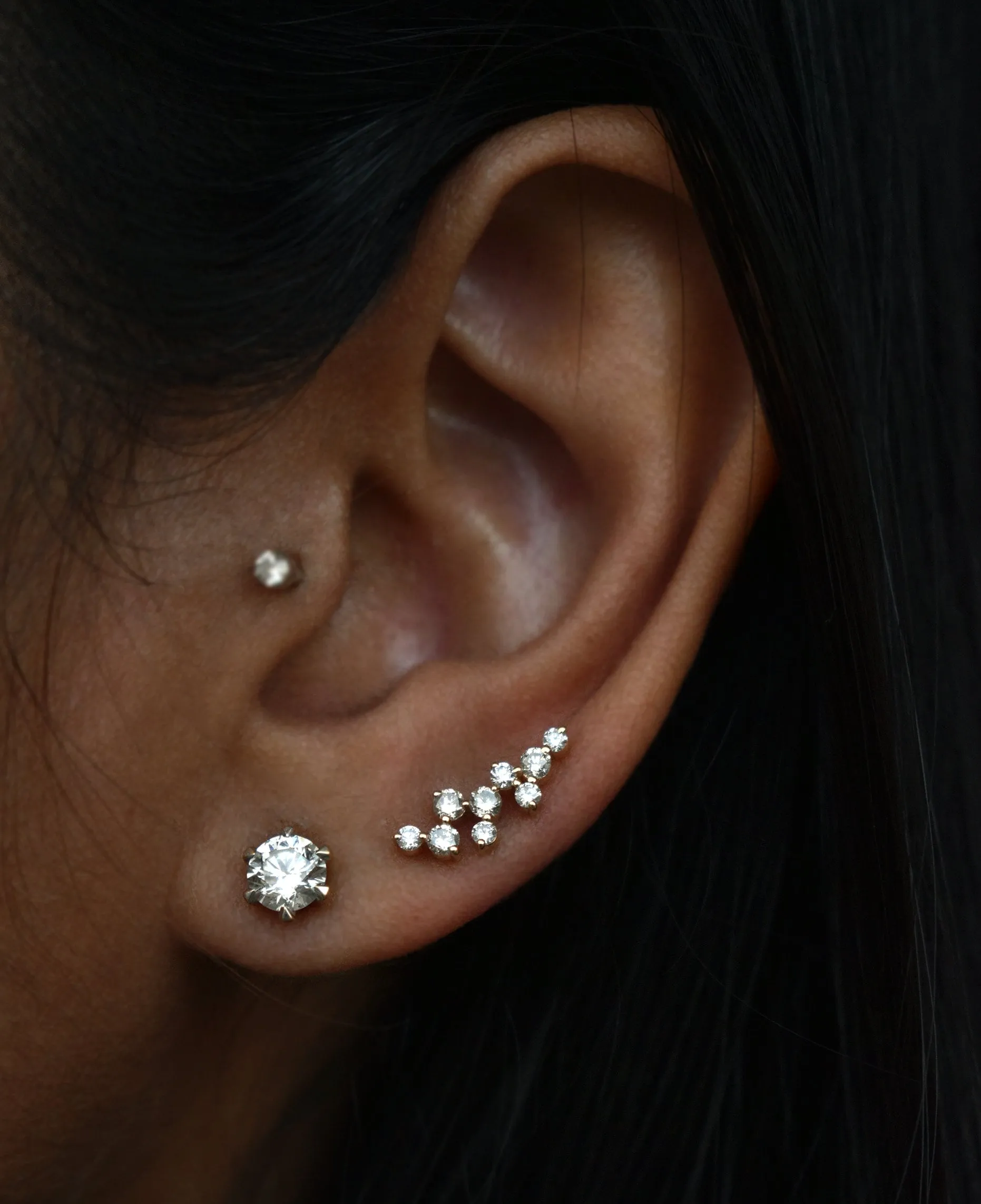 Celestial Cluster Diamond Ear Climbers/Sweeps