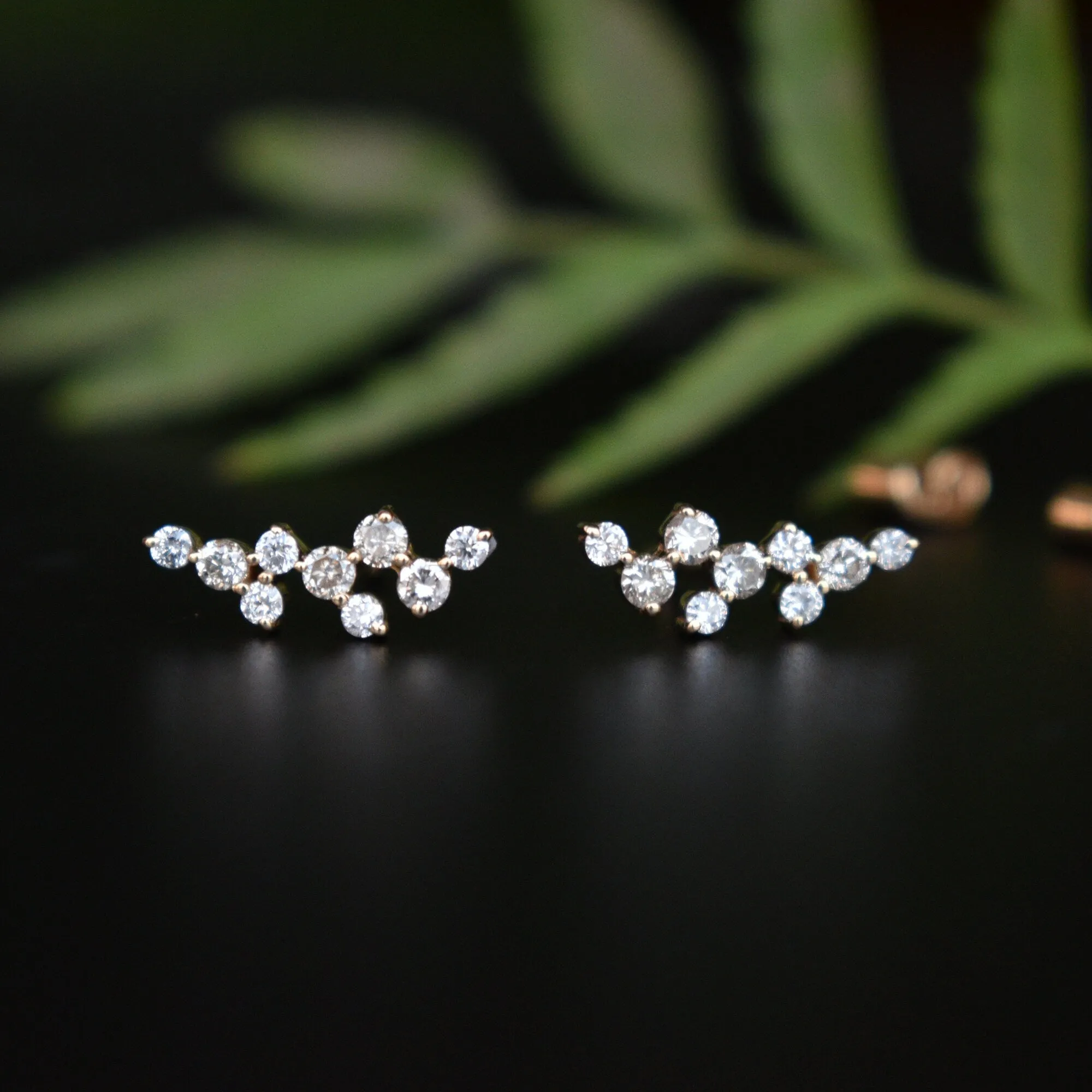 Celestial Cluster Diamond Ear Climbers/Sweeps