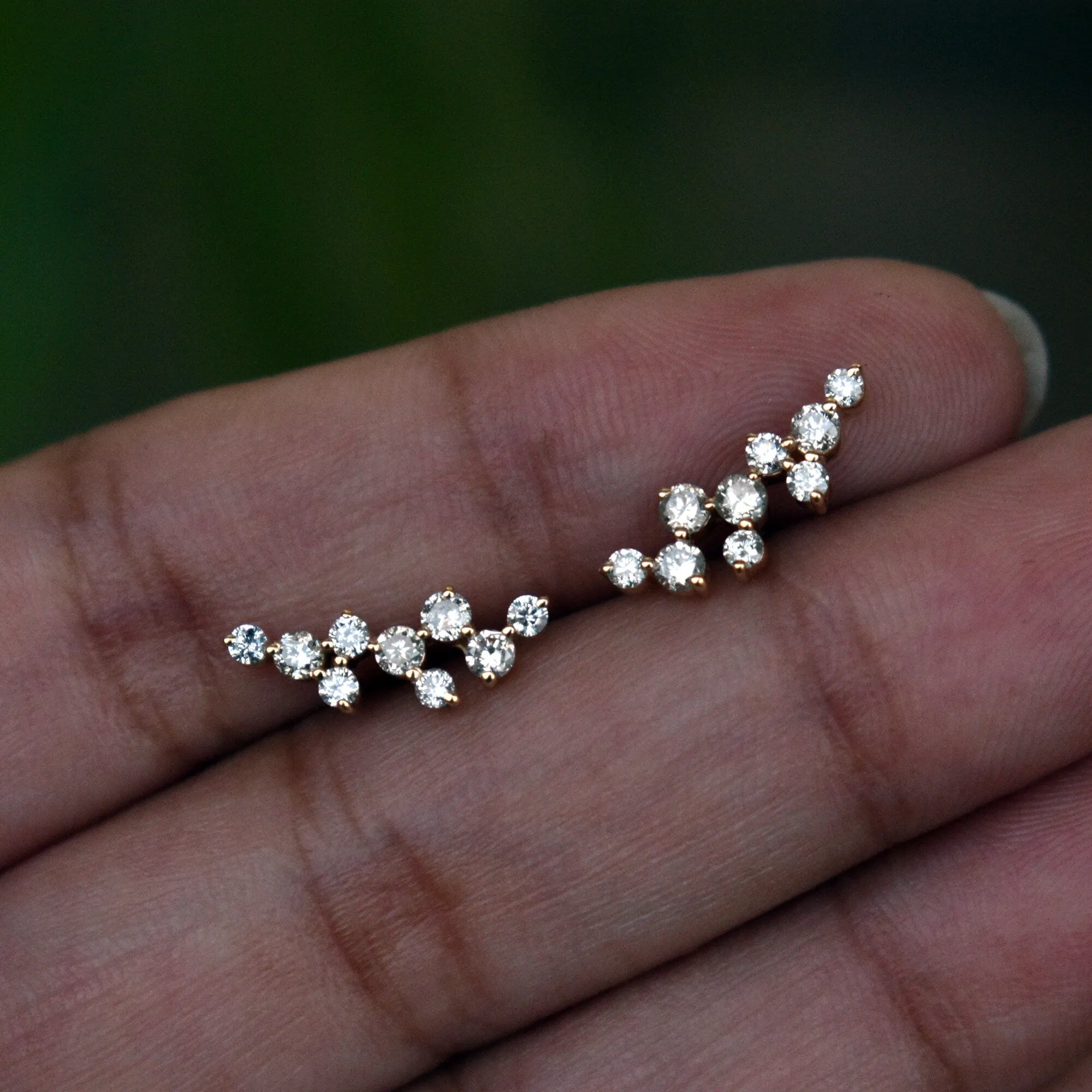 Celestial Cluster Diamond Ear Climbers/Sweeps