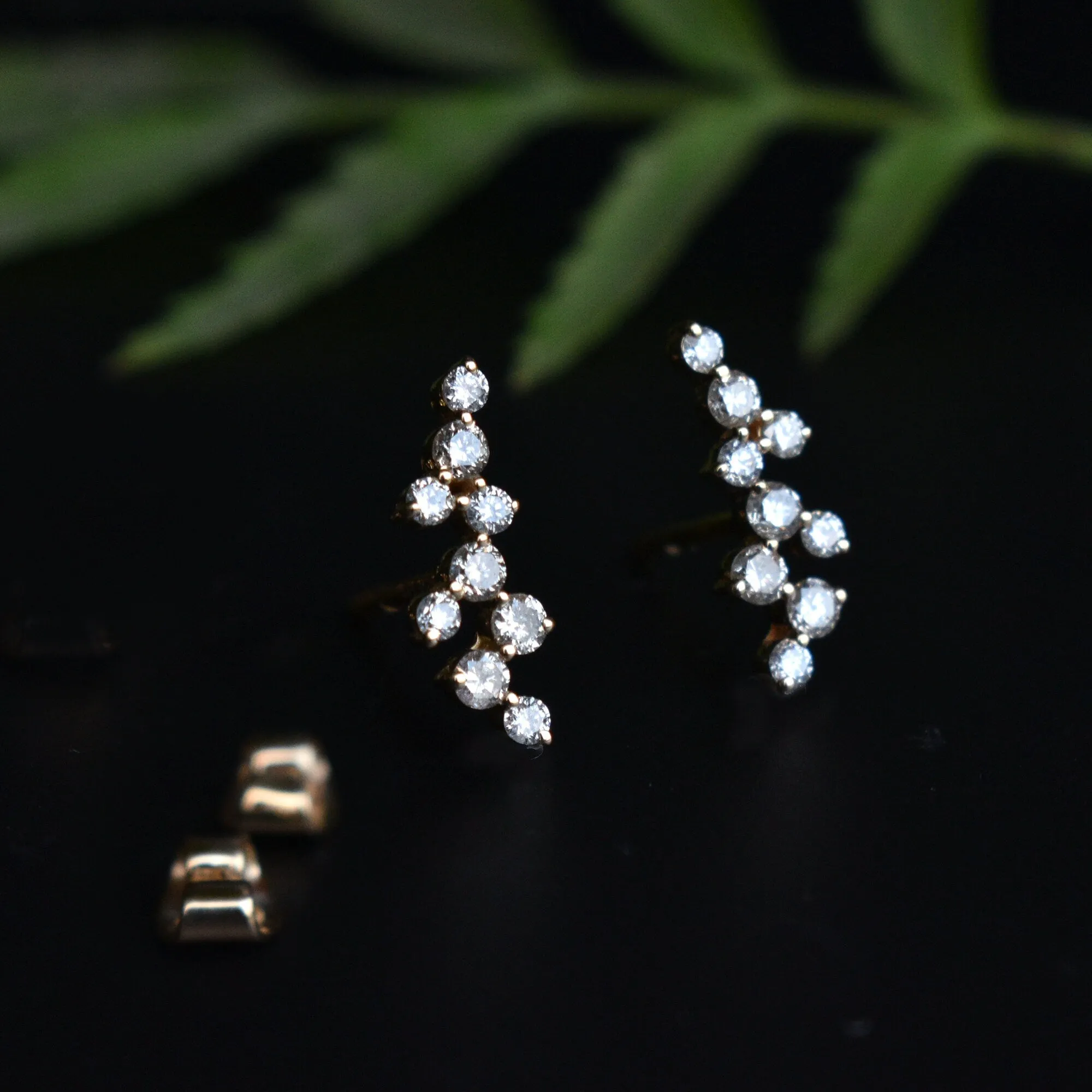 Celestial Cluster Diamond Ear Climbers/Sweeps