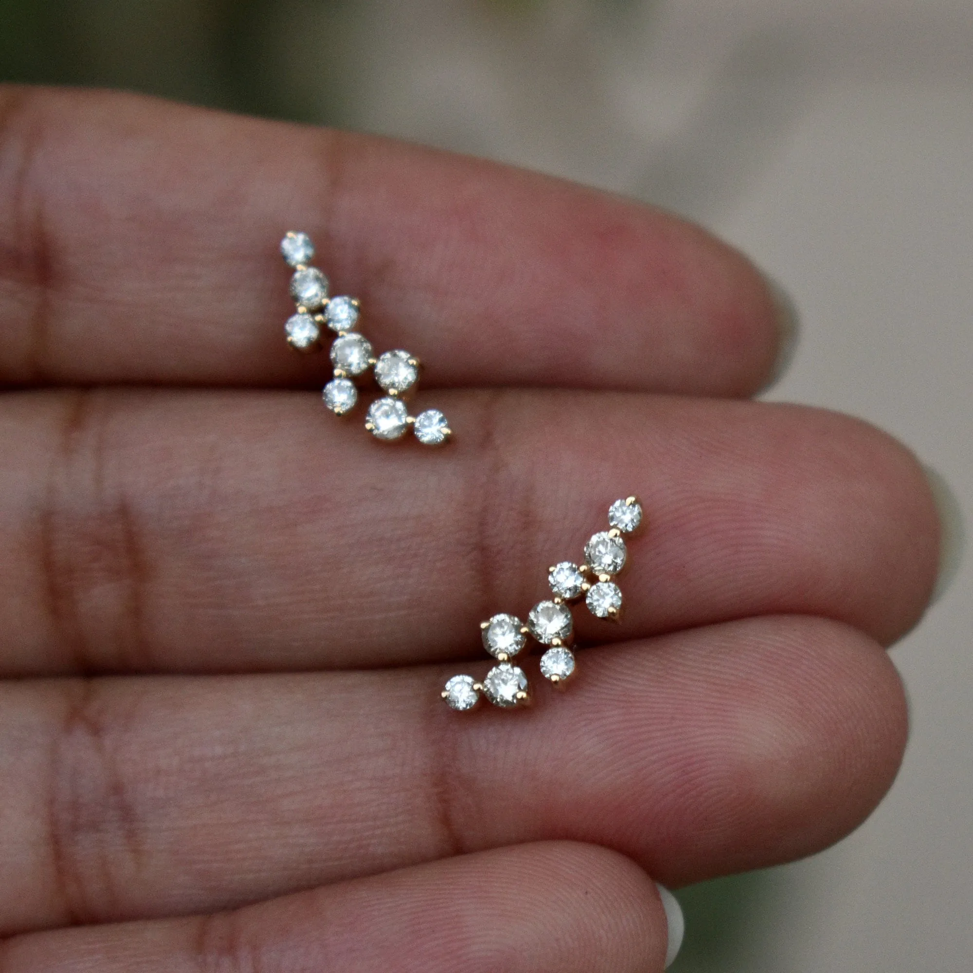 Celestial Cluster Diamond Ear Climbers/Sweeps