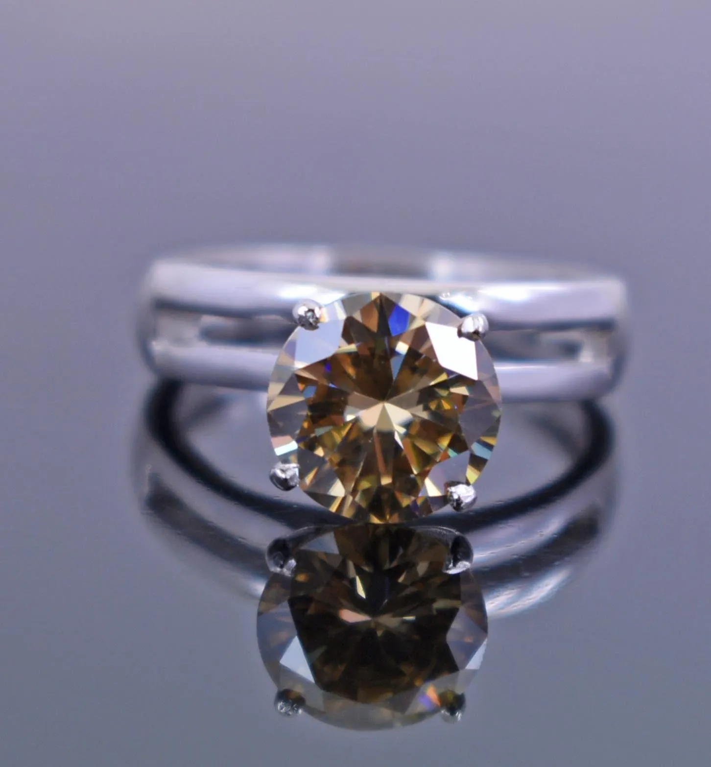 Certified 1.65 Ct Elegant Champagne Diamond Solitaire Ring, Excellent Cut & Great Luster