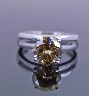 Certified 1.65 Ct Elegant Champagne Diamond Solitaire Ring, Excellent Cut & Great Luster