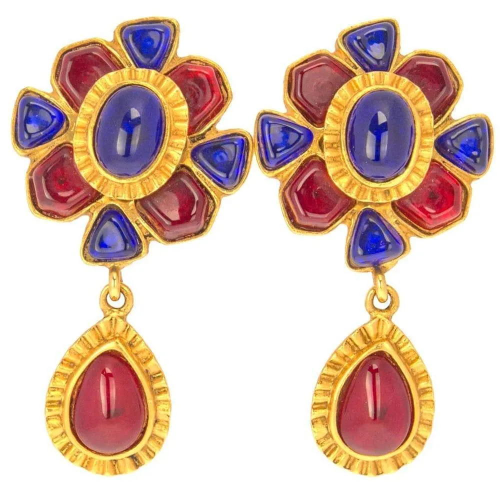 Chanel Ruby and Sapphire Drop Earrings