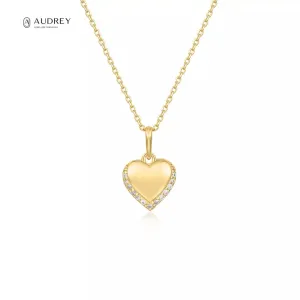 Children's Necklaces - 14k Gold over Sterling Silver (Vermeil) 40cm CZ Heart Necklaces with Gift Boxes - Audrey Collection