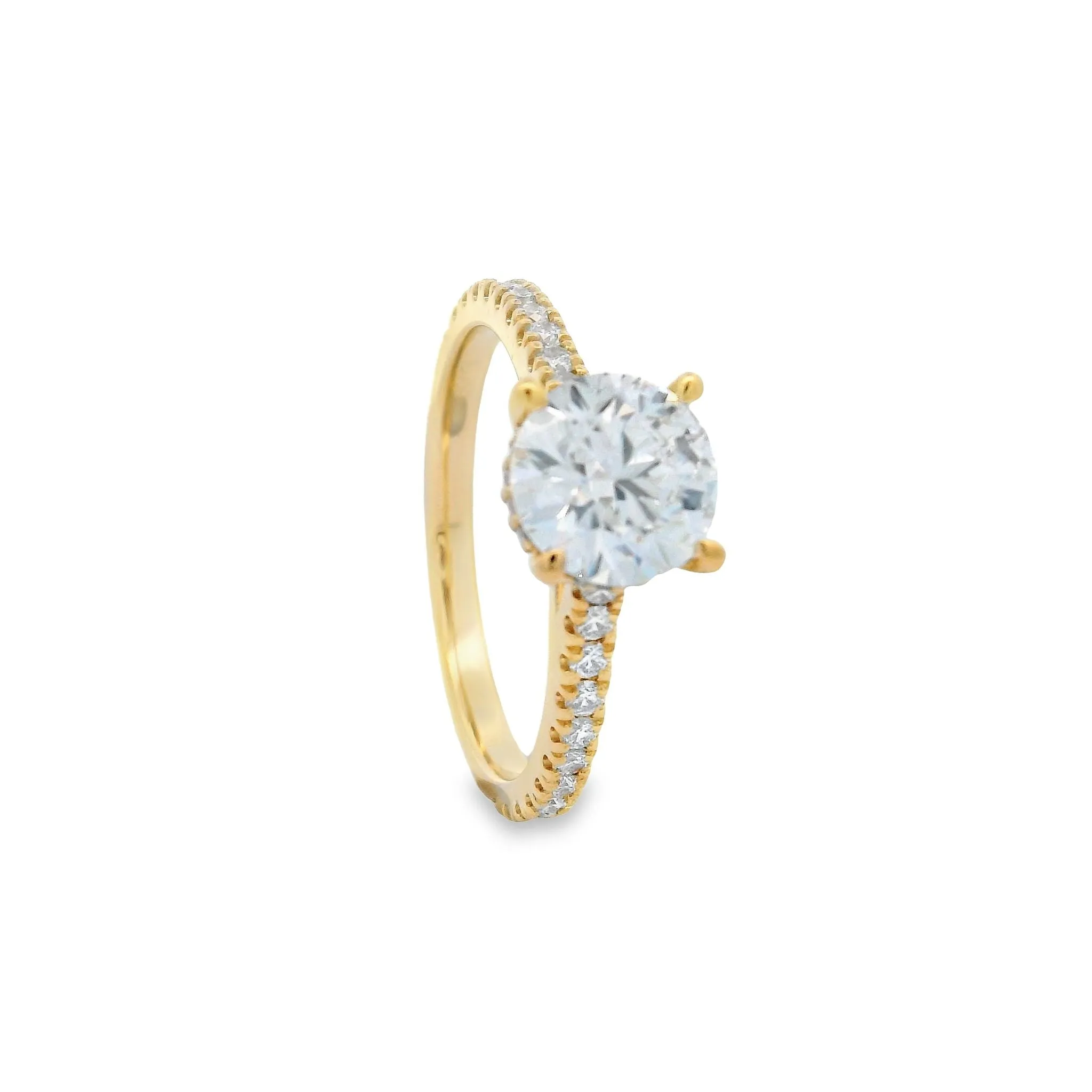 Chloe - 18ct Yellow Gold Lab Grown Diamond Halo Engagement Ring 1.54ct Cushion Cut Diamond. TDW= 2.01ct