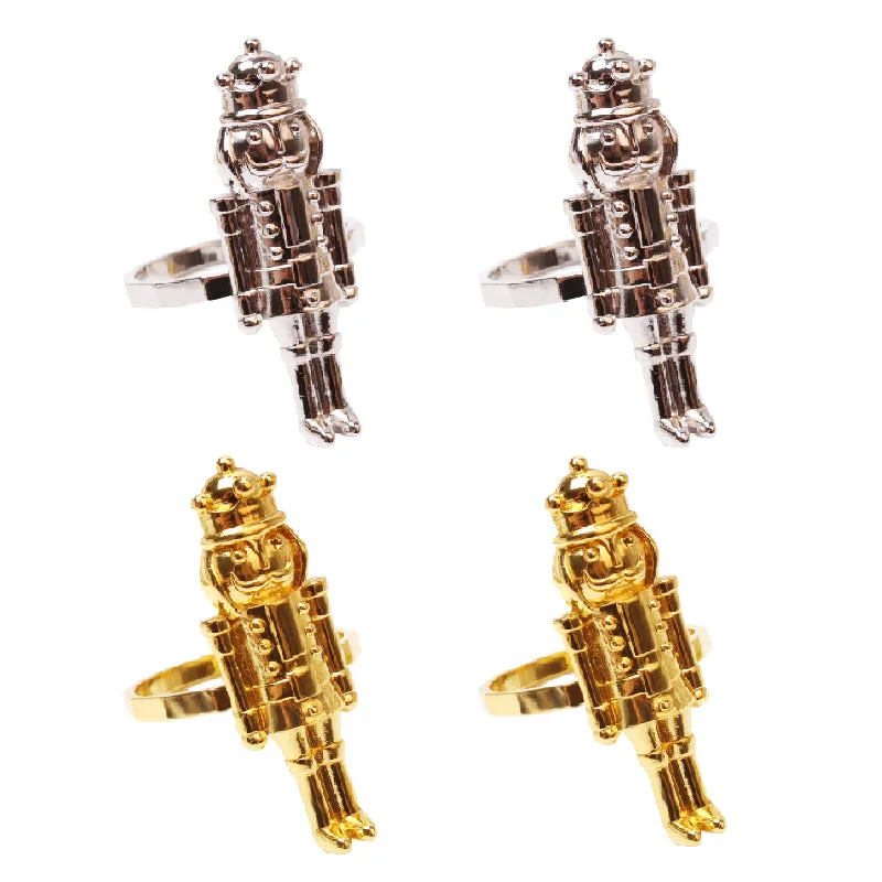 Christmas Nutcracker Soldier Napkin Rings Set of 4
