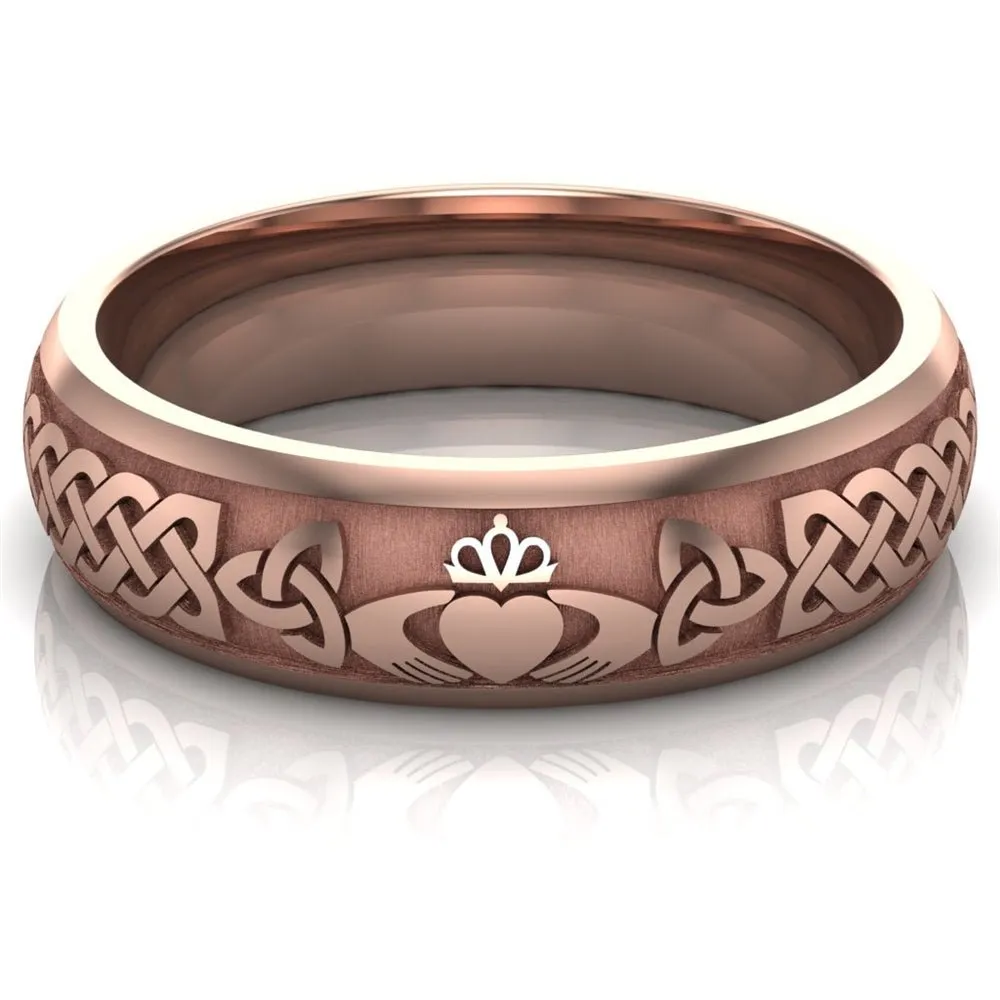 Claddagh Wedding Ring UCL1-14R6M - 14K Rose Gold
