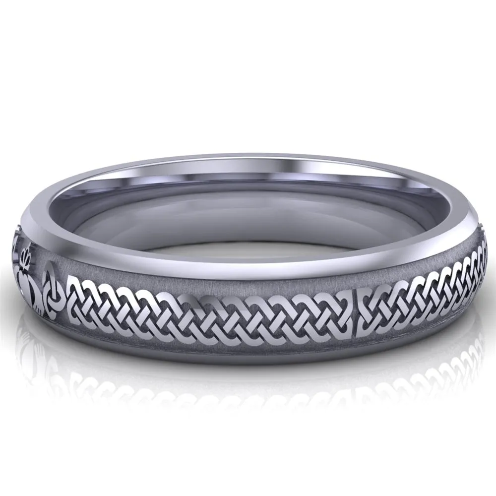 Claddagh Wedding Ring UCL1-14W5M - 10K/14K/18K White Gold