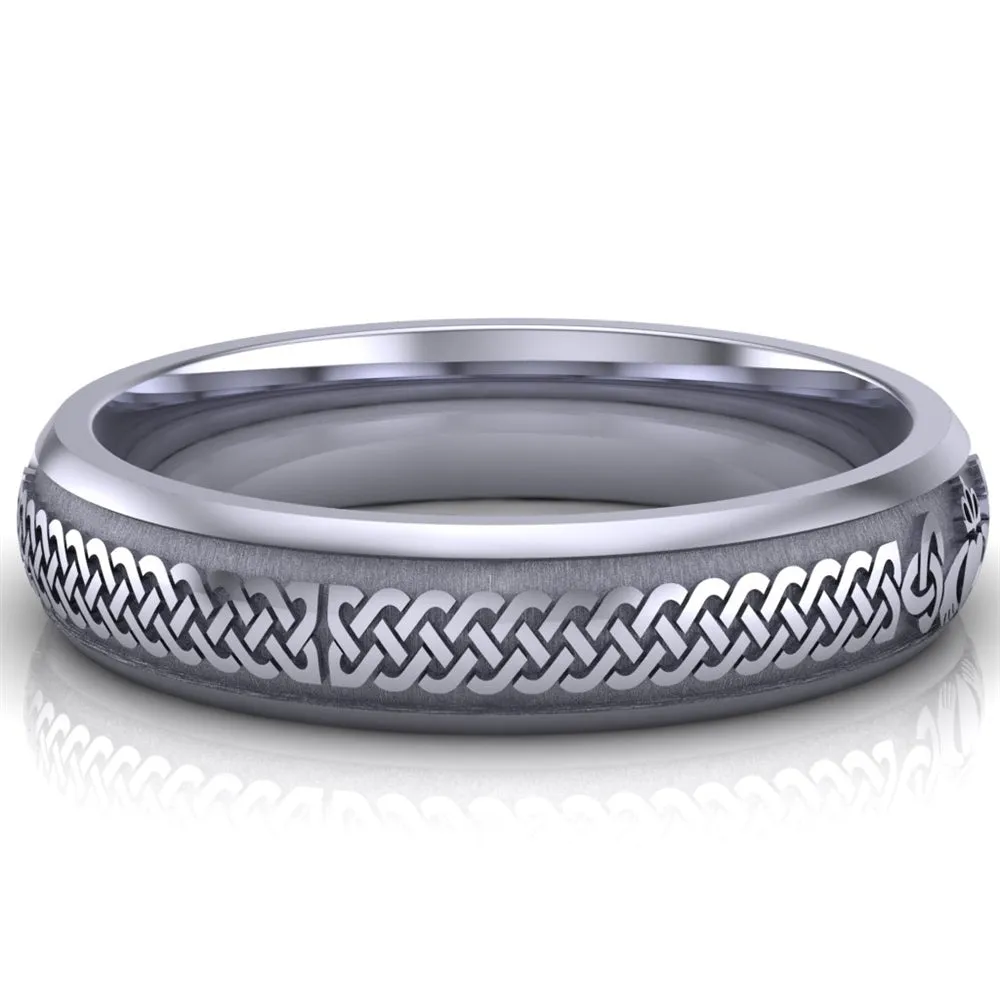 Claddagh Wedding Ring UCL1-14W5M - 10K/14K/18K White Gold
