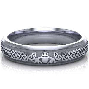 Claddagh Wedding Ring UCL1-14W5M - 10K/14K/18K White Gold