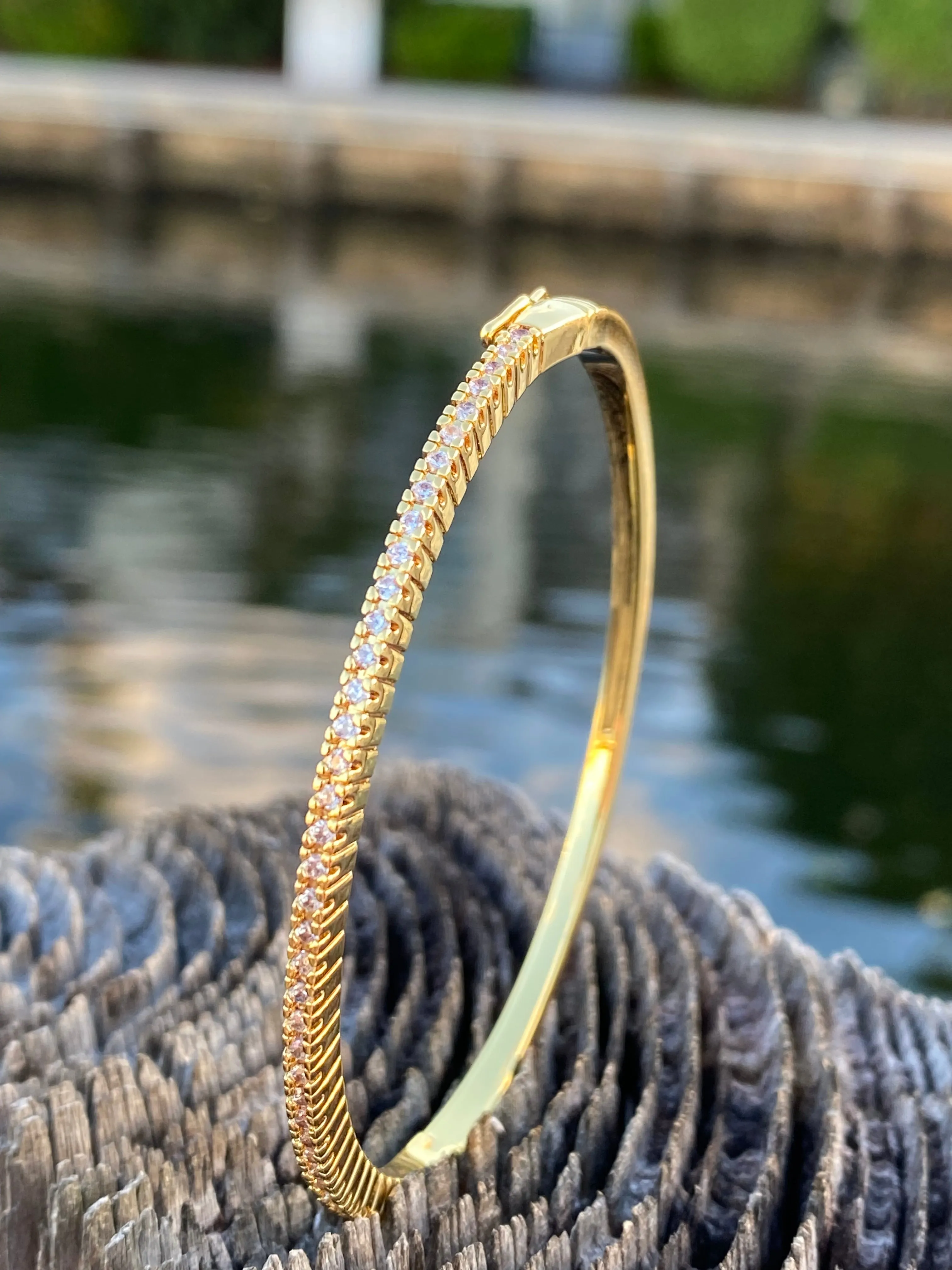 Classic Bangle CZ Bracelet - Gold Or Silver