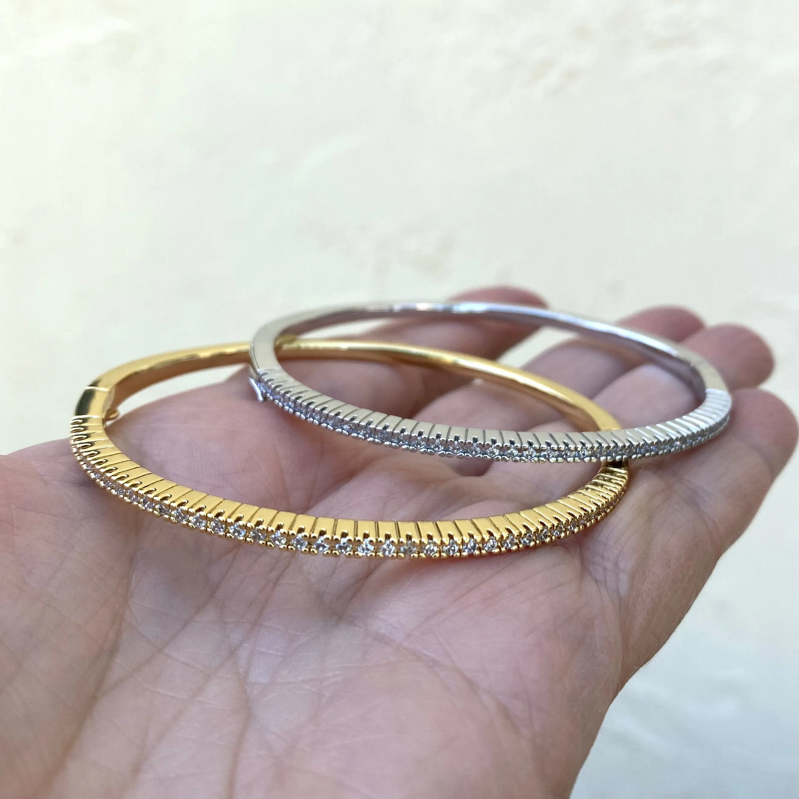 Classic Bangle CZ Bracelet - Gold Or Silver