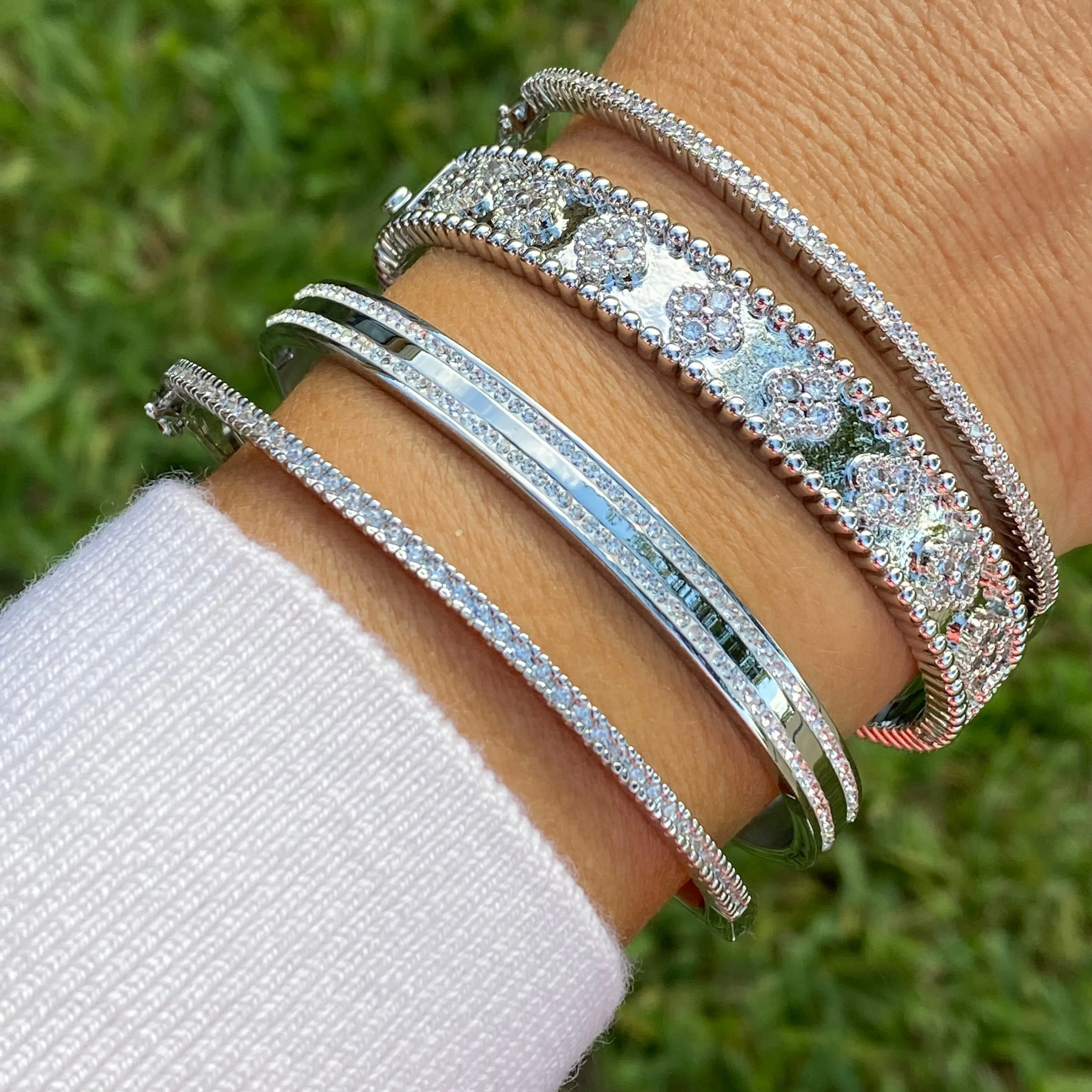 Classic Bangle CZ Bracelet - Gold Or Silver