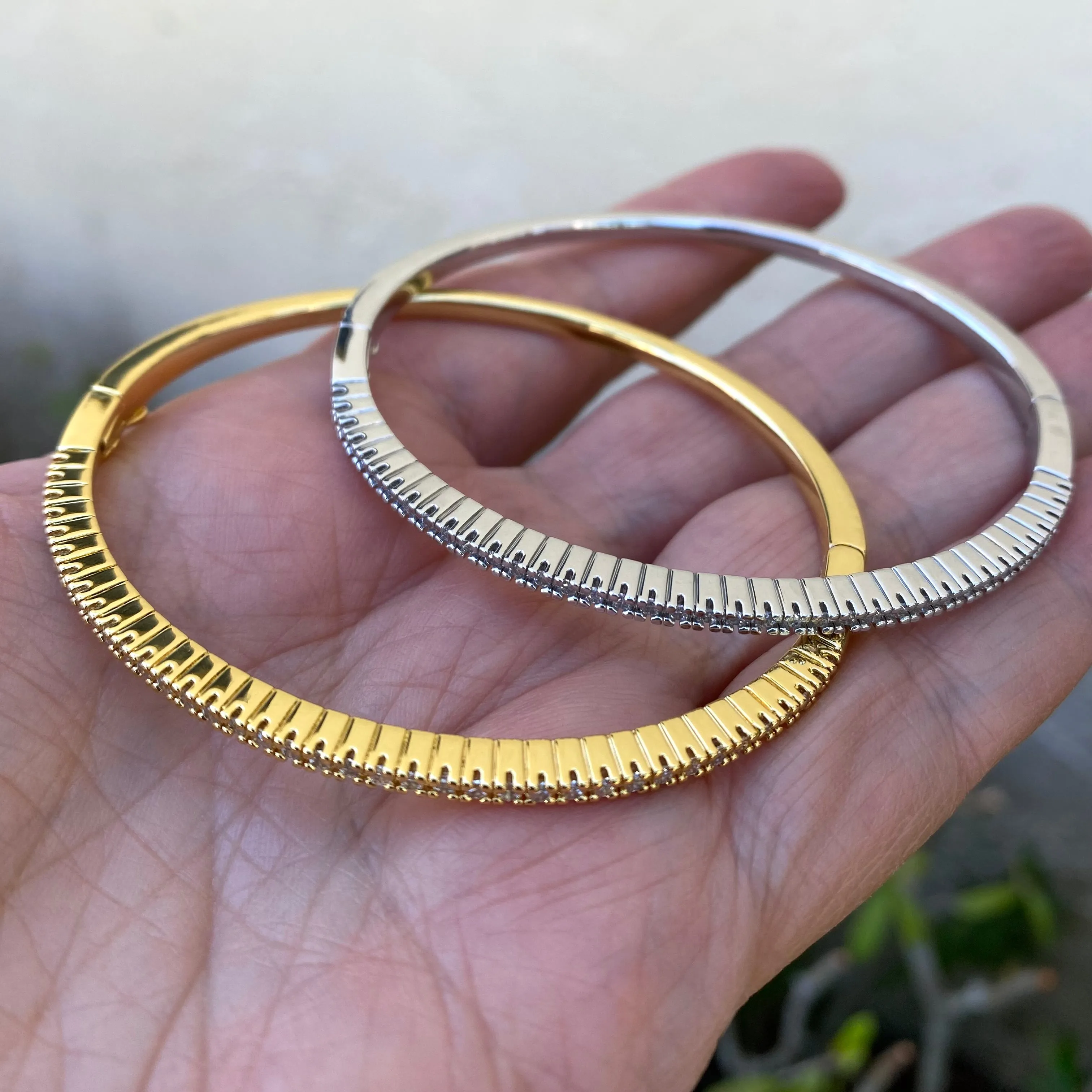 Classic Bangle CZ Bracelet - Gold Or Silver