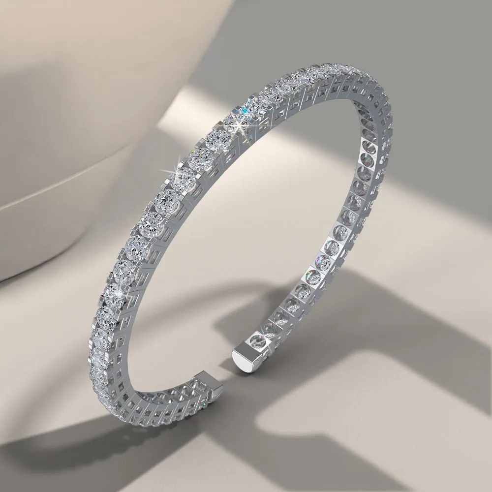 Classic Four Prong Flexible Lab-Grown Diamond Bangle with 3.03 ct.(finished) 2.5mm