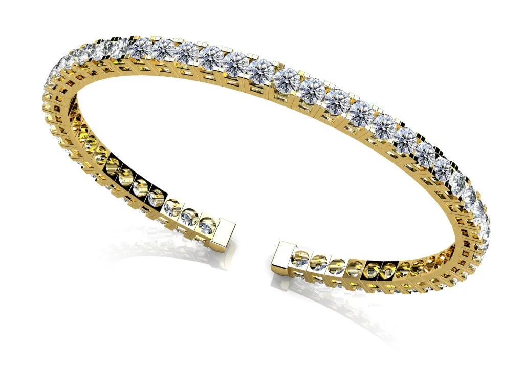 Classic Four Prong Flexible Lab-Grown Diamond Bangle with 3.03 ct.(finished) 2.5mm