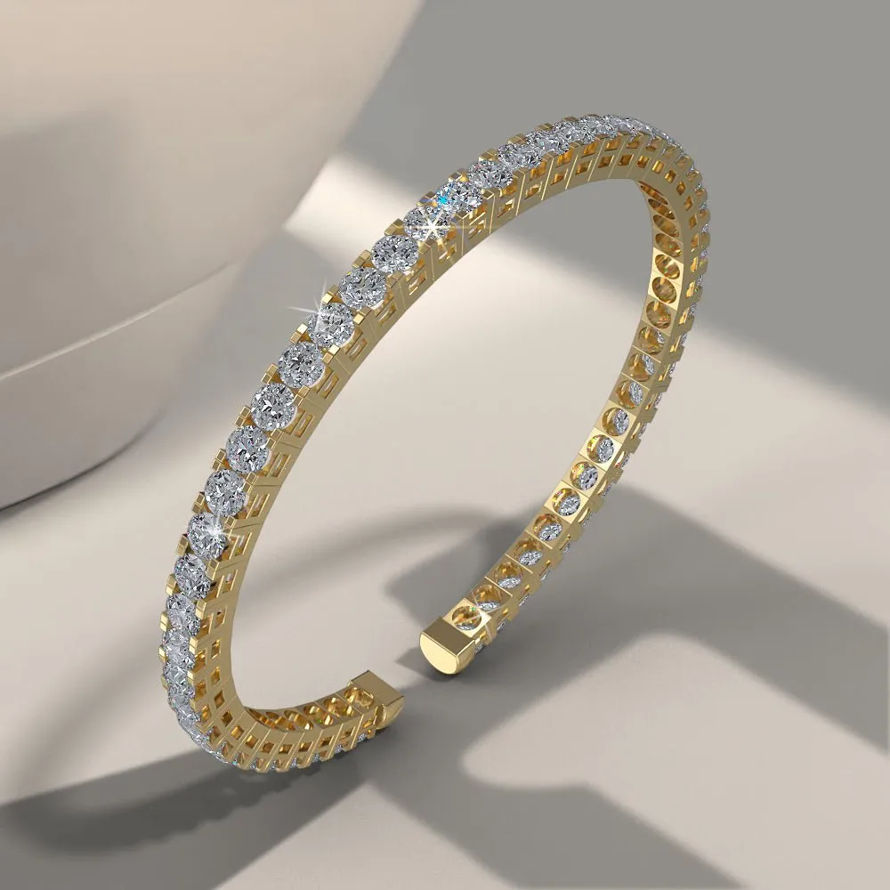 Classic Four Prong Flexible Lab-Grown Diamond Bangle with 3.03 ct.(finished) 2.5mm