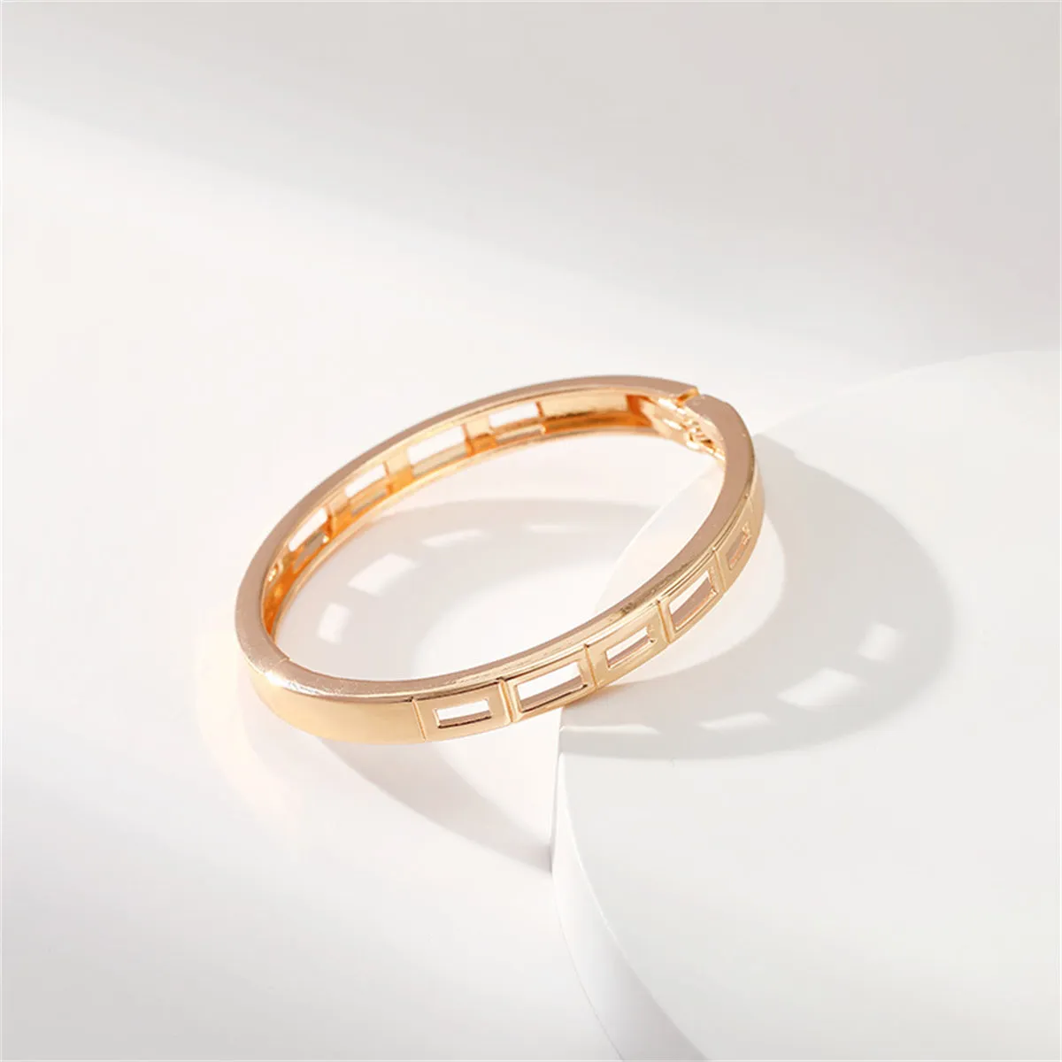Clear Cubic Zirconia & 18K Gold-Plated Rectangle Bangle