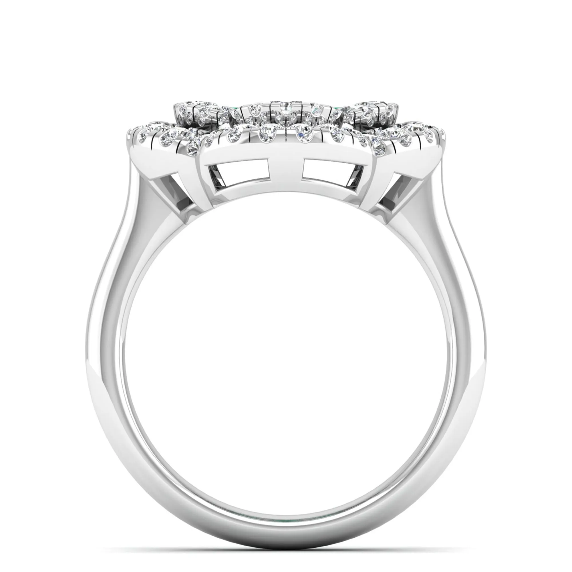 Clover Double Halo Ruby and Diamond Ring