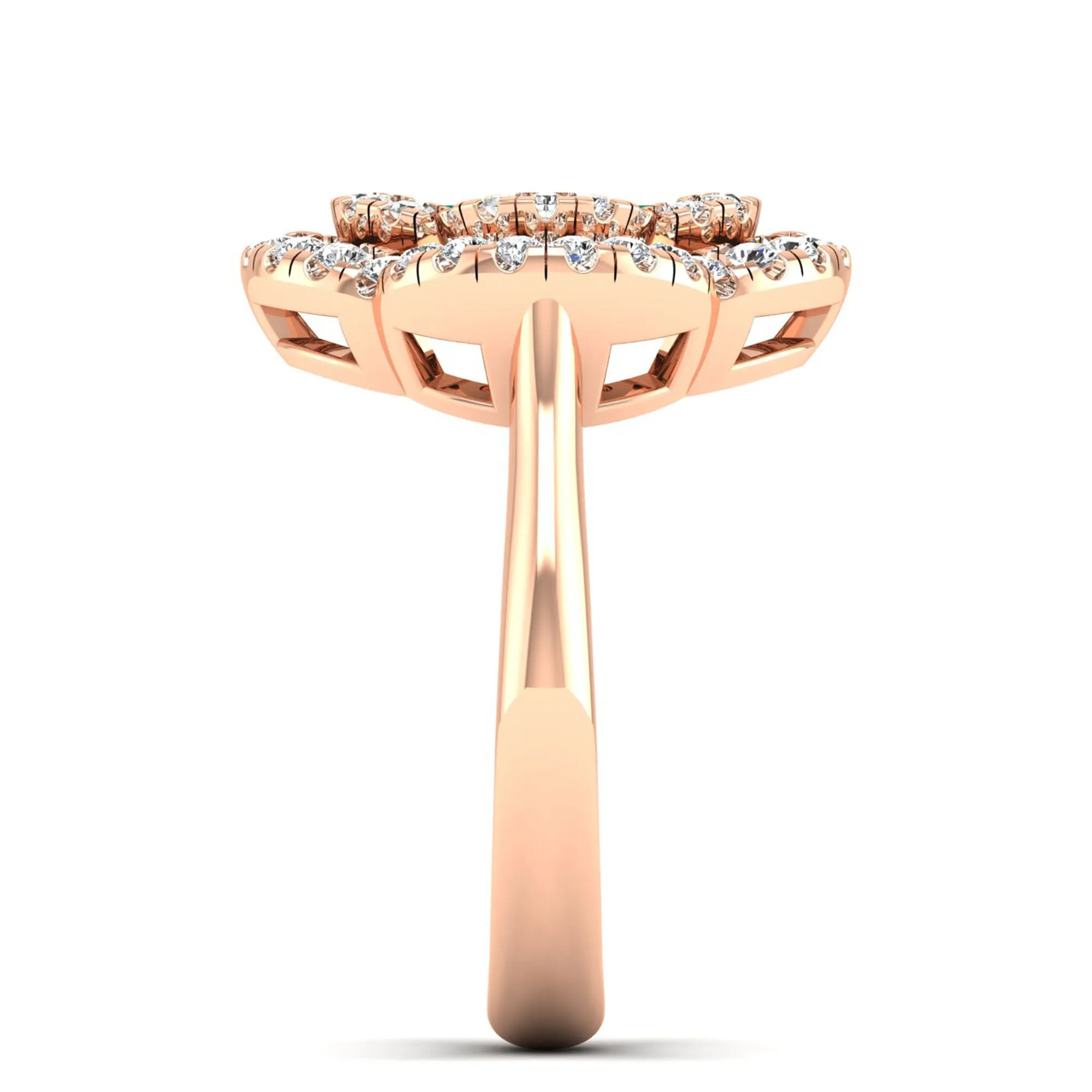 Clover Double Halo Ruby and Diamond Ring