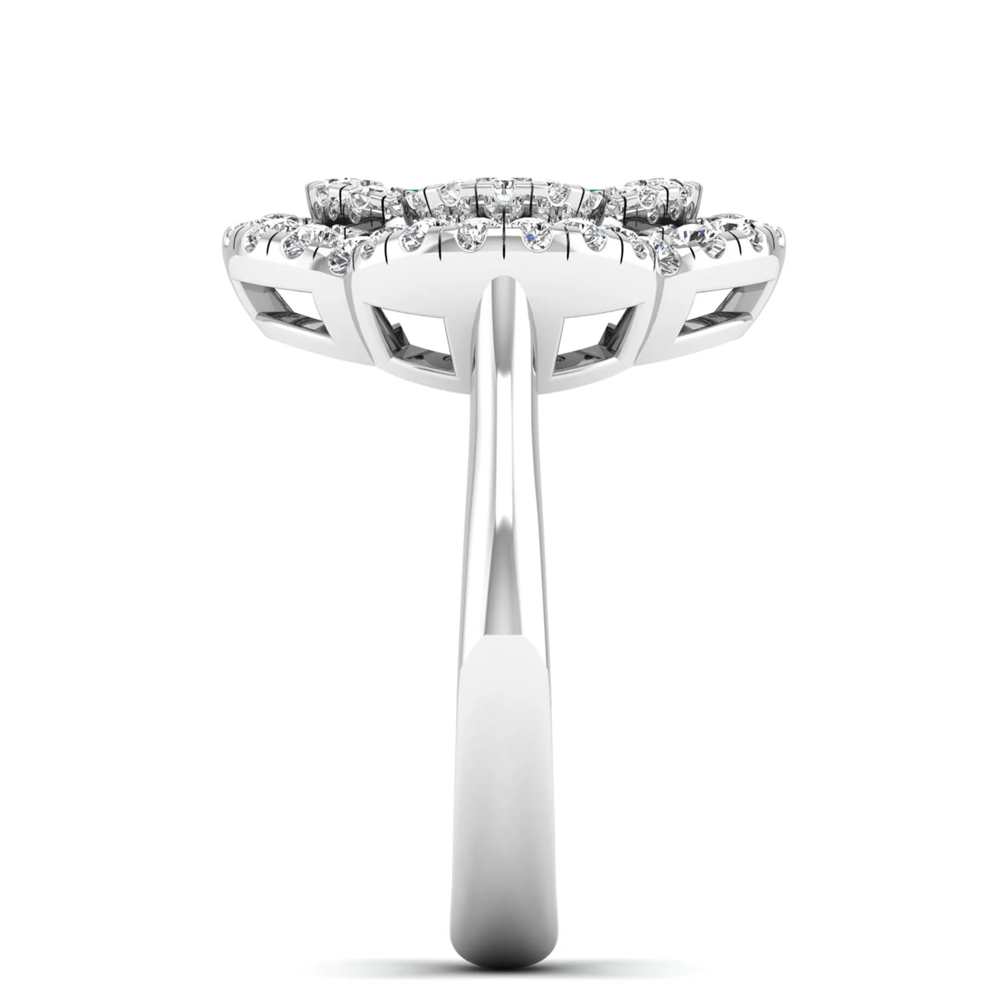 Clover Double Halo Ruby and Diamond Ring
