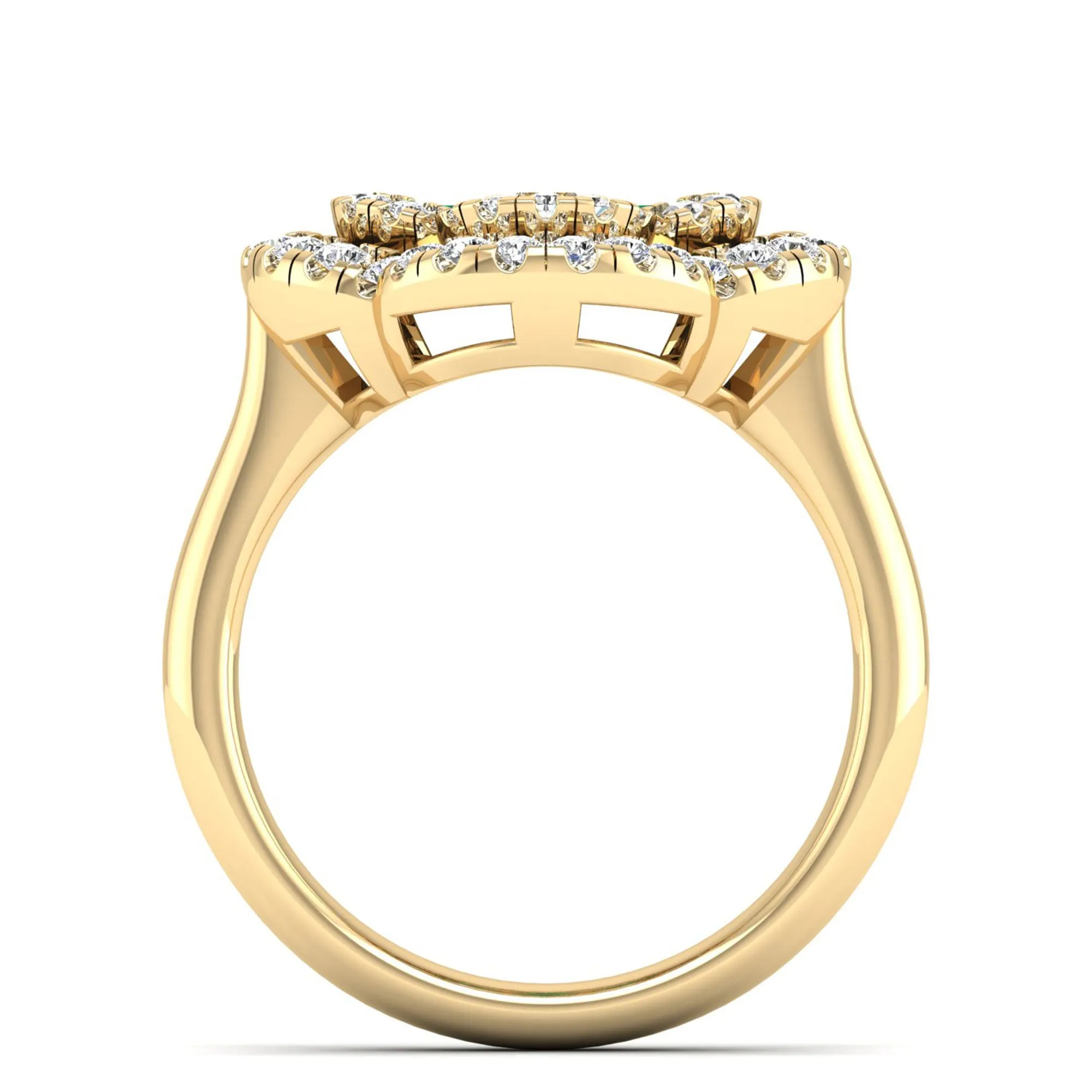Clover Double Halo Ruby and Diamond Ring