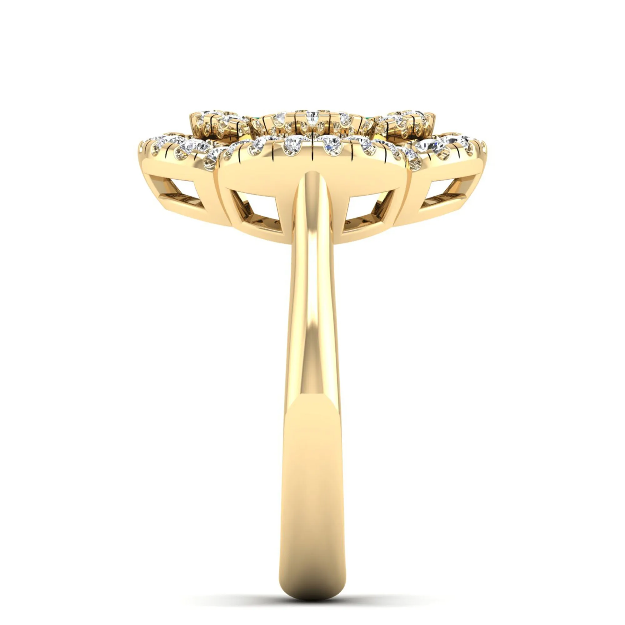 Clover Double Halo Ruby and Diamond Ring
