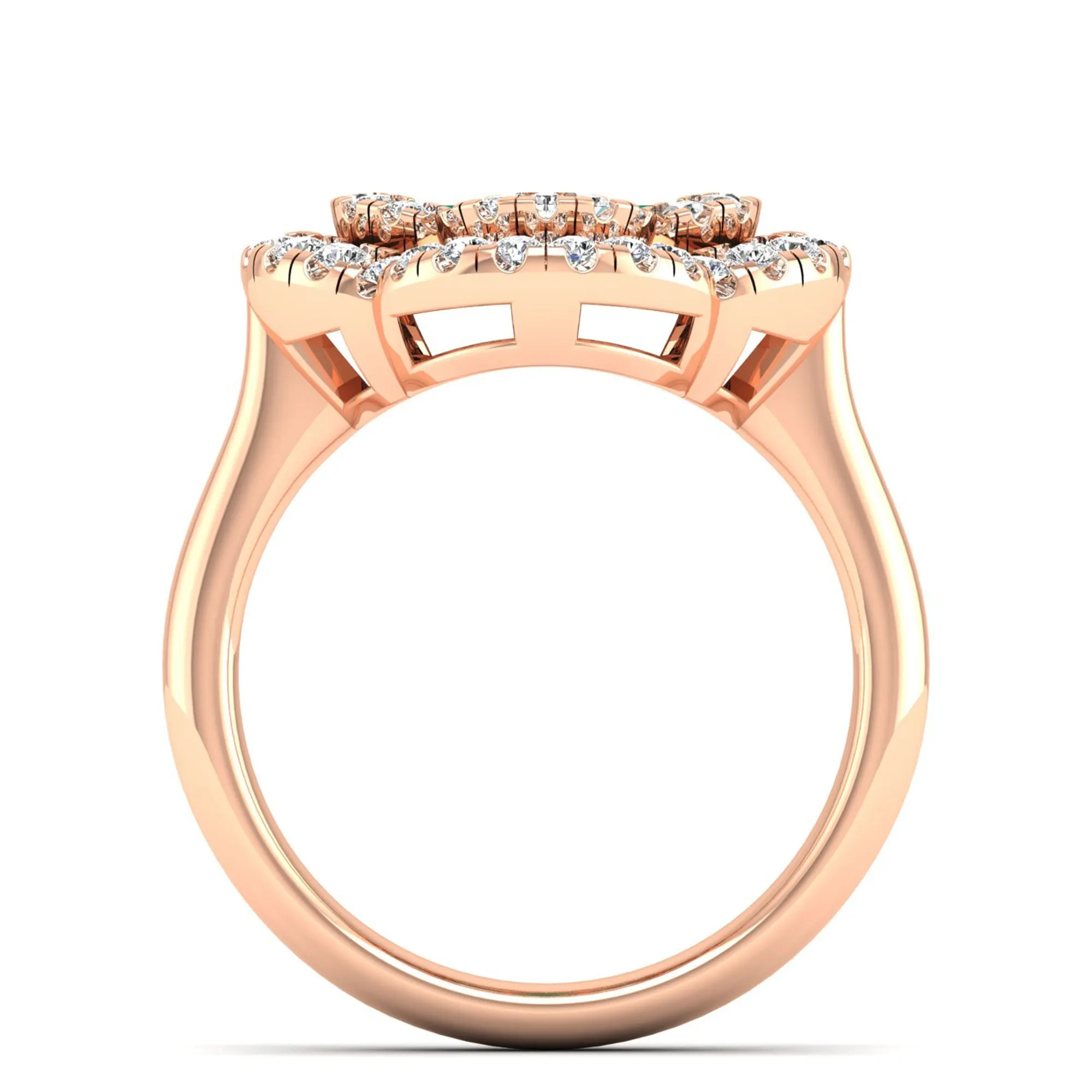 Clover Double Halo Ruby and Diamond Ring