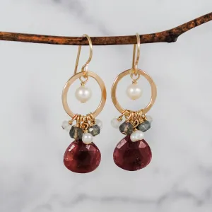 Cluster Stone Earrings - Ruby