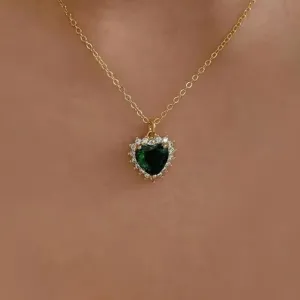 Collection of necklaces with heart-shaped gemstone pendants
