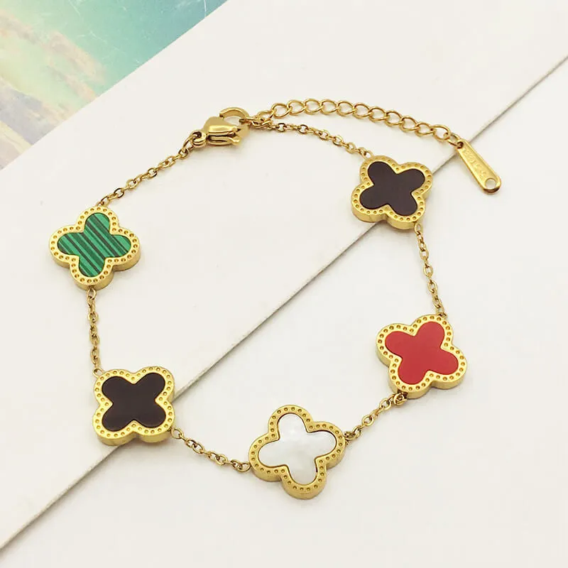 Cross-border New Arrival Four-leaf Clover Bracelet Women's South Korea Fritillaria Good Luck Four-leaf Clover All-match Bracelet